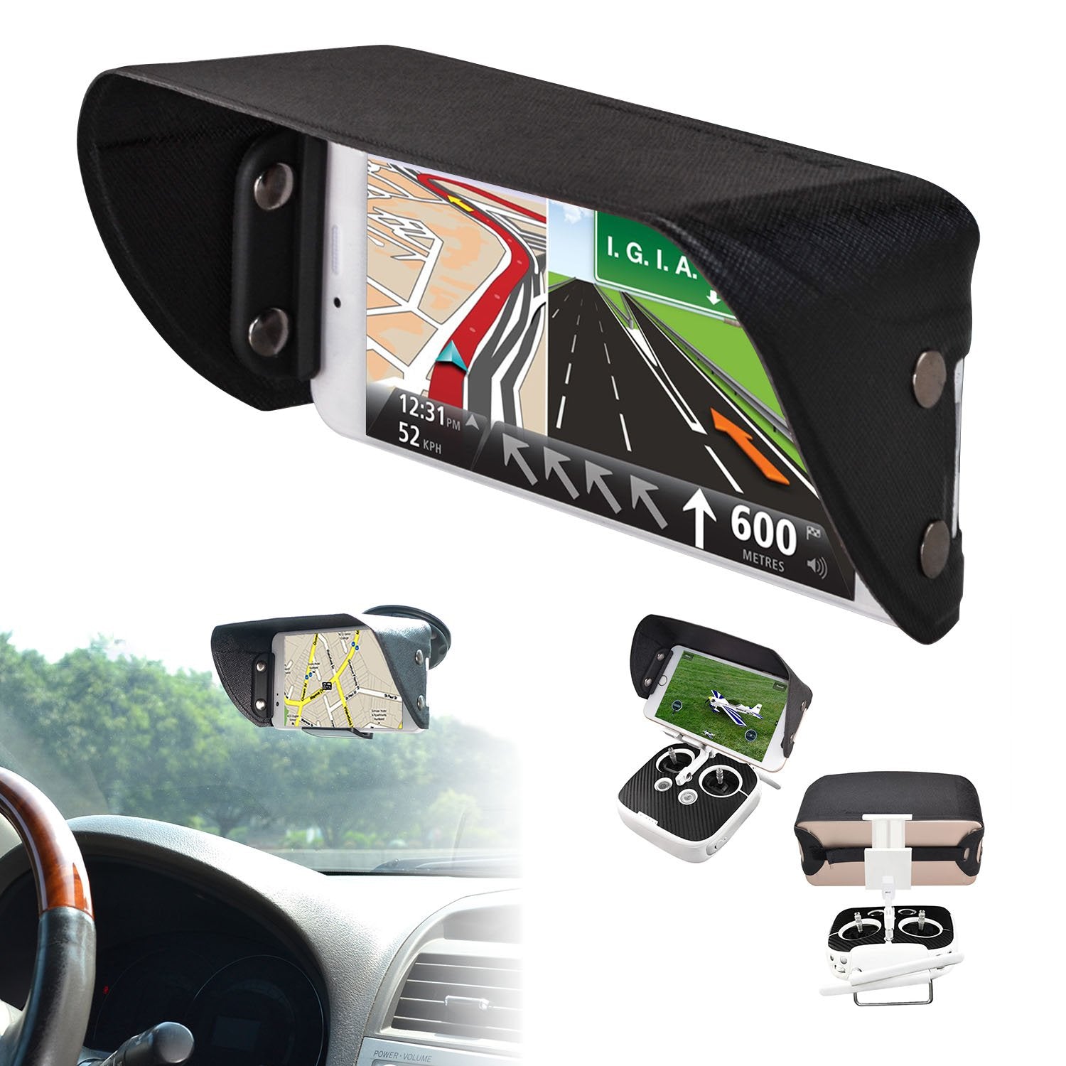 Tfy Universal Phone Sun Shade & Glare Visor Shield For 4.5 To 6.1 Inch Smartphones   Compatible With Iphone 15/14 / 13/12 / Xs/X