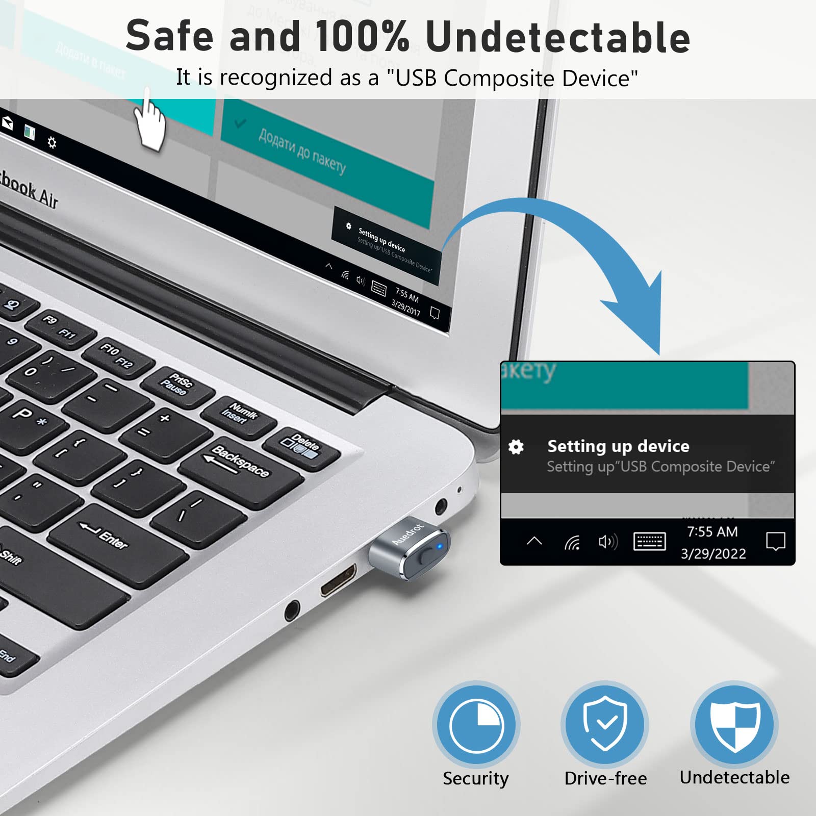 Mouse Jiggler Undetectable Metal Usb Mouse Mover With Switch Button, Automatic Mini Mouse Shaker With 2 Jiggle Modes, Driver Fre