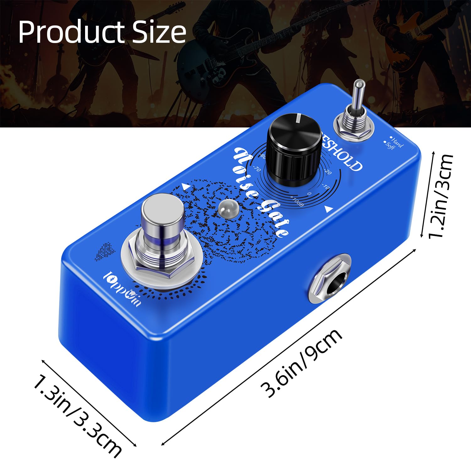 Ioppwin Guitar Noise Gate Pedals, Dual Mode Noise Reduction Guitar Effects Pedal - Hard/Soft Settings, Metal Shell, True Bypass,