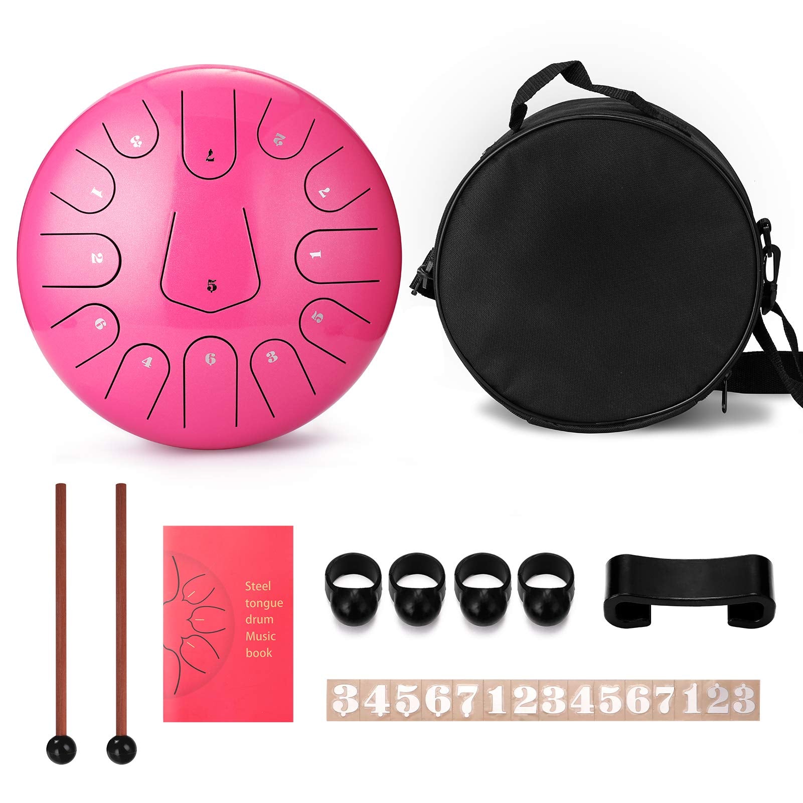 Belity 12 Inch 13Tone Steel Tongue Drum Hand Pan Drums With Drumsticks Percussion Musical Instruments