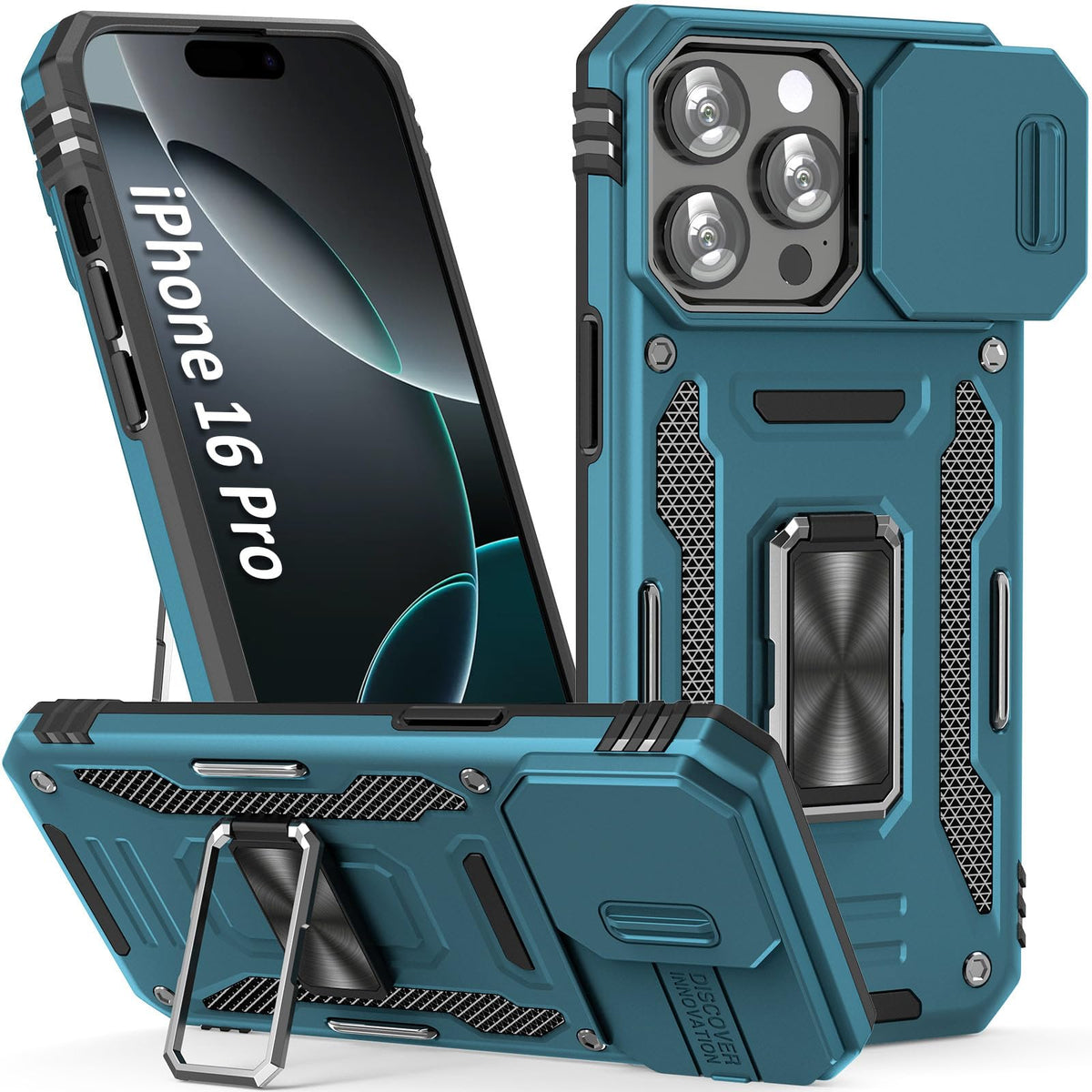Sefing Phone Case For 16 Pro Case 16 Pro Phone Case With Camera Cover, With Kickstand Ring Holder, With Magnet Car Mount Functio