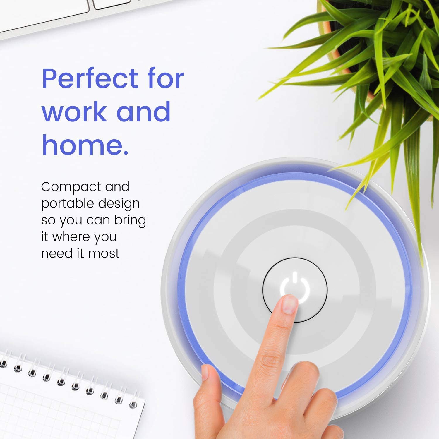 Pro Breeze HEPA Air Purifier - True HEPA Filter, 99.7% Smoke & Dust, Mini Desktop Model PB P02F with Night Light & Ion Generator