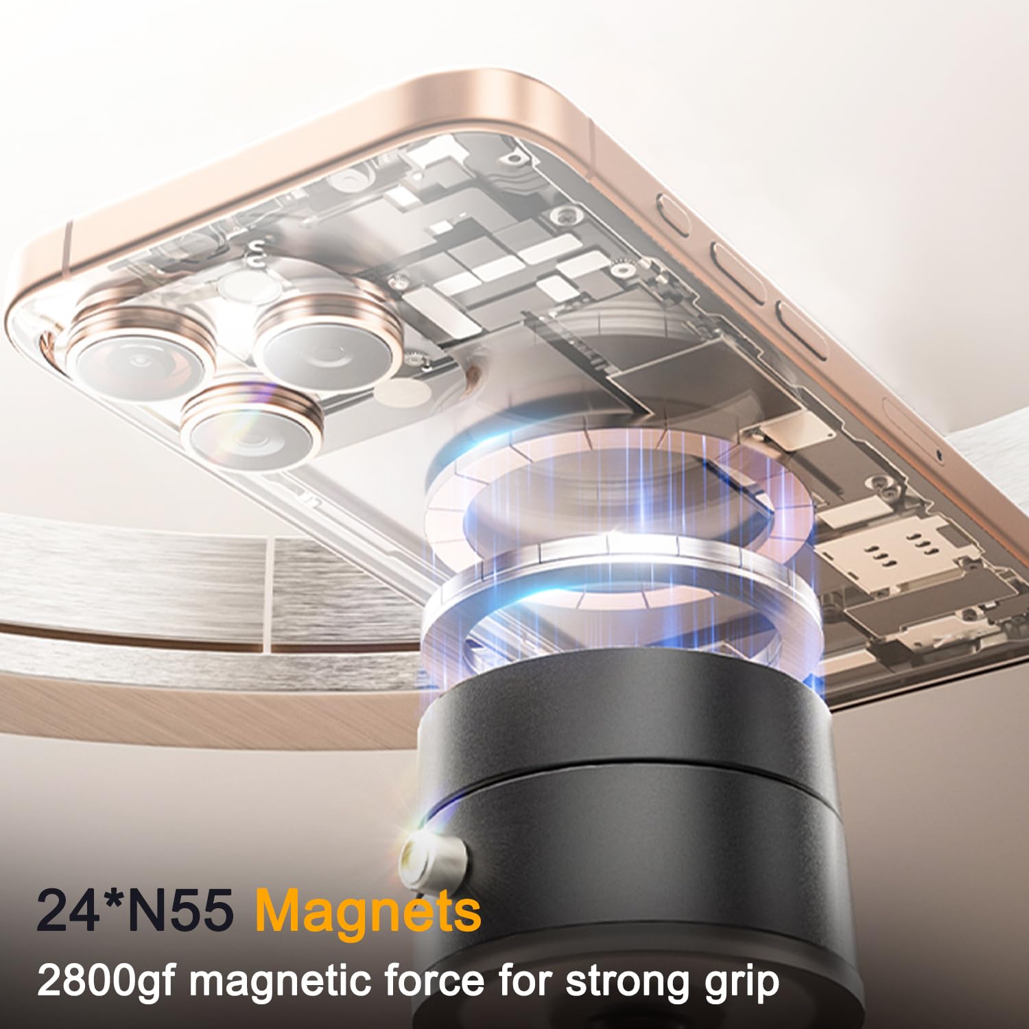 Jkoailiwi Vacuum Suction Magnetic Phone Holder, Foldable And Retractable Suction Cup Phone Mount For Cars/Gyms/Mirrors/Smooth Su