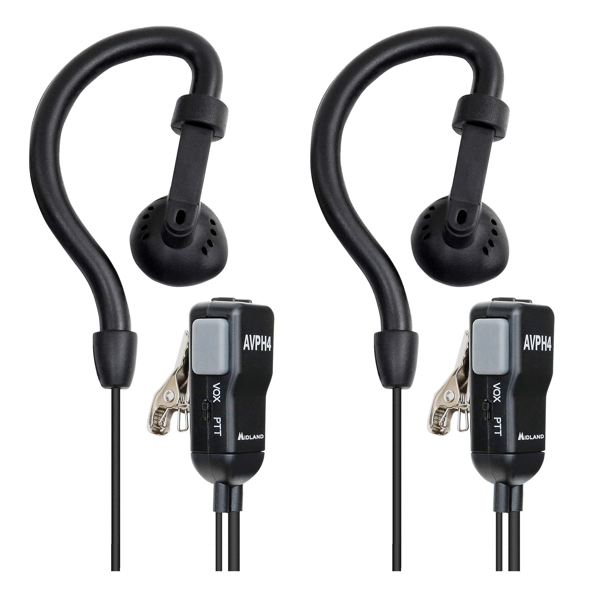 Midland�   Avph4 Ear Clip Headset Headphones For Midland� Gmrs Two Way Radios � Secure Fit   Crystal Clear Communication Built In Microphone And Push To Talk Button