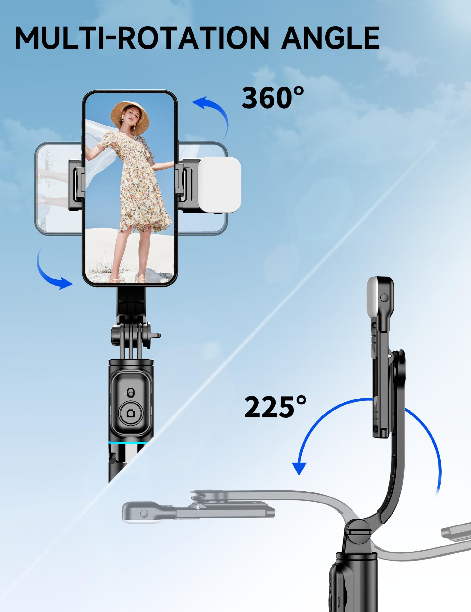 42 Selfie Stick Tripod With Fill Light Extendable Phone Tripod Stand All-In-1 Selfie Stick Travel Tripod With Detachable Remote