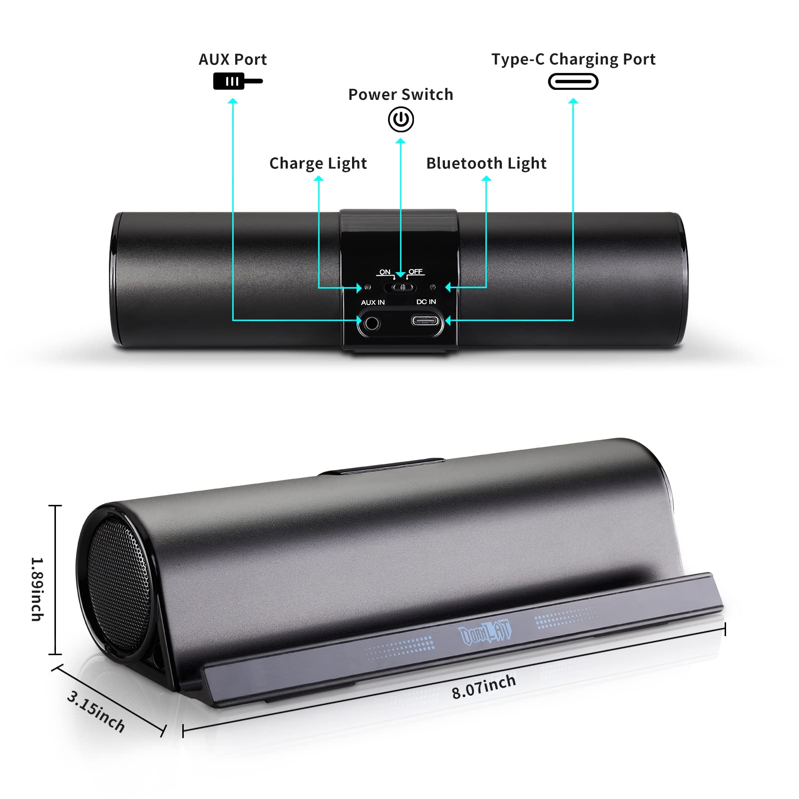 Dornlat Wireless Bluetooth Speakers, Portable Phone Tablet Stand Holder Speaker, Dual Drivers Bass Stereo Dock Speaker For Ipad,