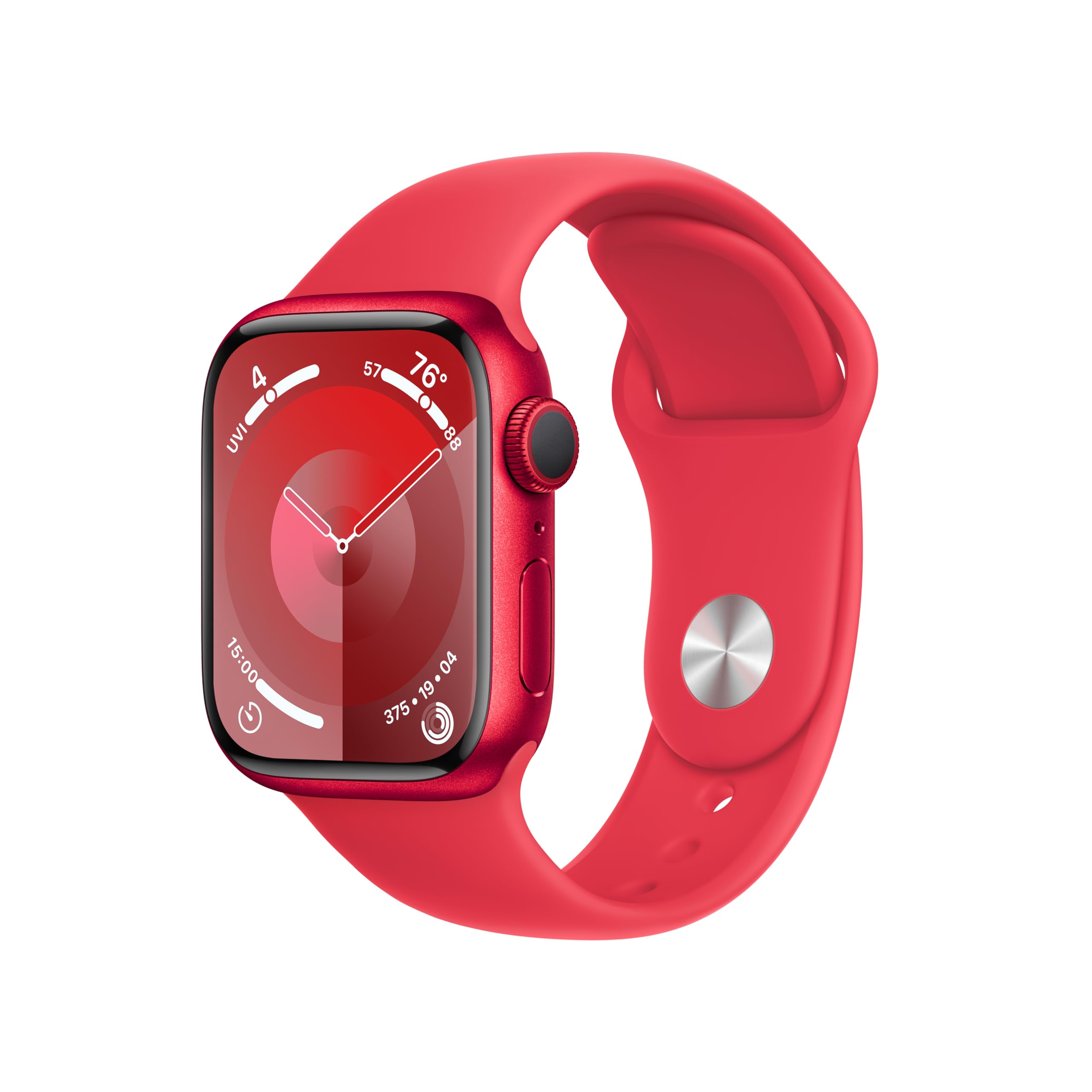 Apple Watch Series 9 [GPS 41mm] Smartwatch with (Product) RED Aluminum Case with (Product) RED Sport Band S/M. Fitness Tracker, 