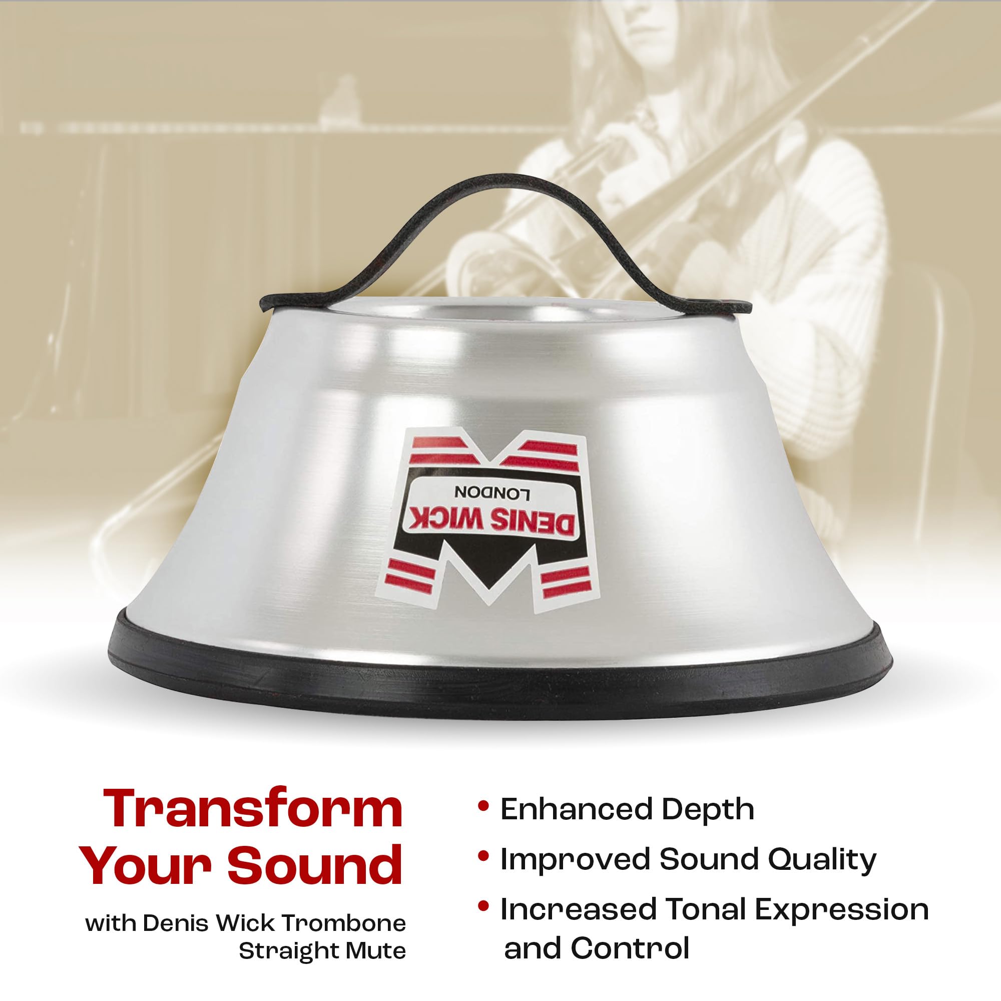 Denis Wick Plunger Mute For Trombone | Metal Mute For Lower Sound | Extra Large Plunger Mute With Flocked Interior | Jazz Access