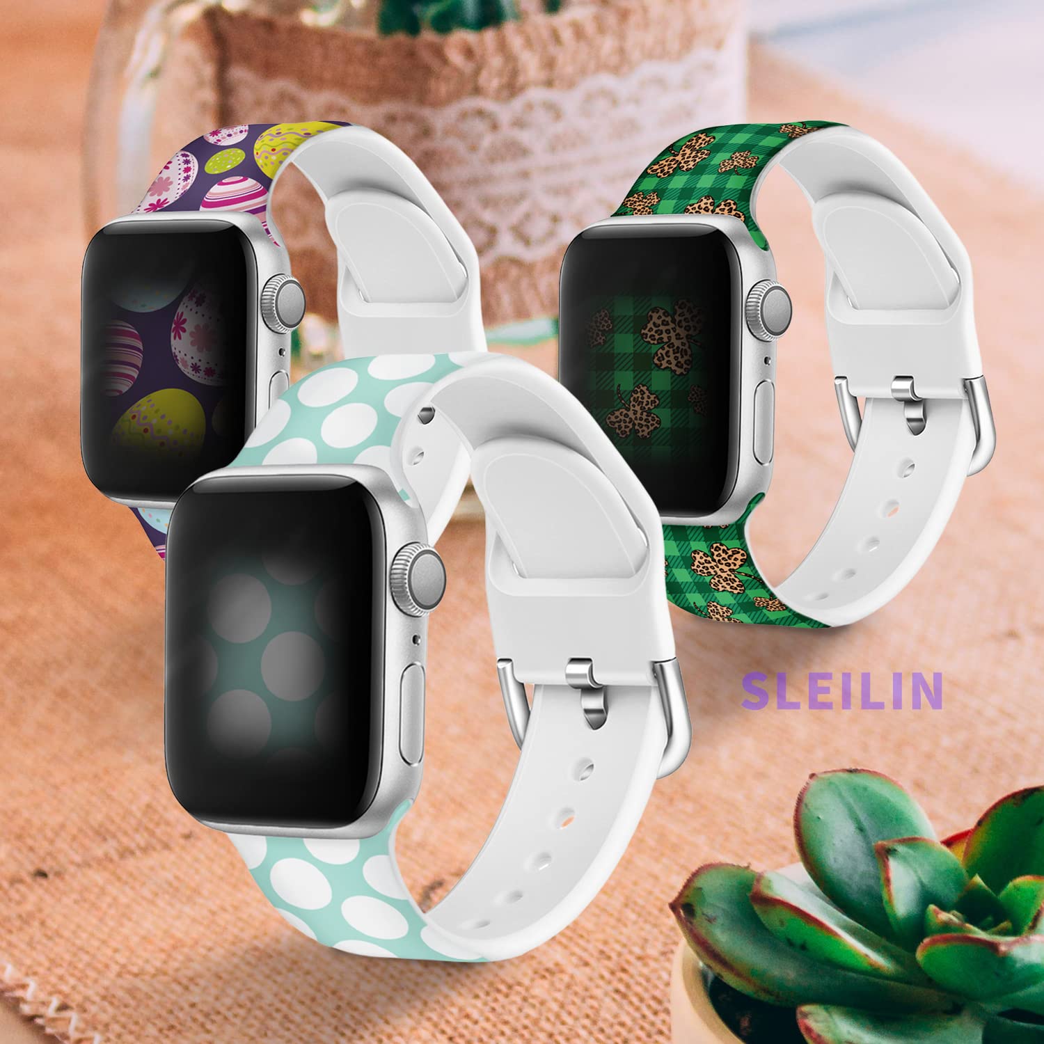 Rabbit Watch Band Compatible With 44Mm Apple Watch Bands For Women 42Mm 45Mm Soft Silicone Wristbands Replacement Strap With Cla