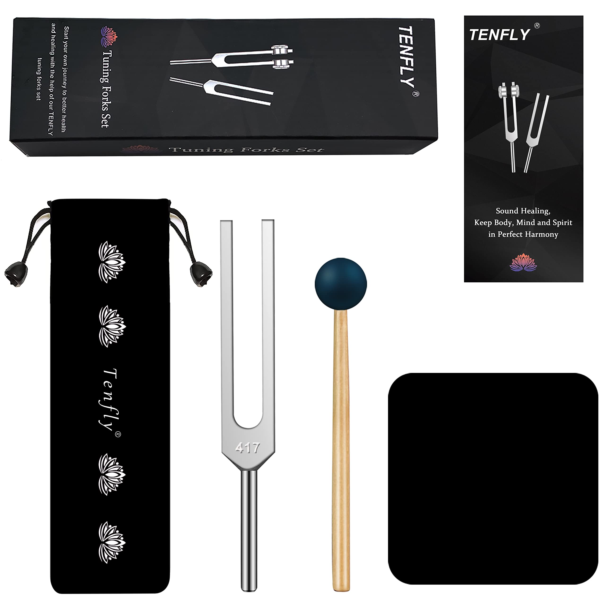 Tenfly 417 Hz Tuning Fork Set, Aluminum Alloy Tuning Fork For Healing, Chakra, Sound Therapy, Keep Body, Mind And Spirit In Perf