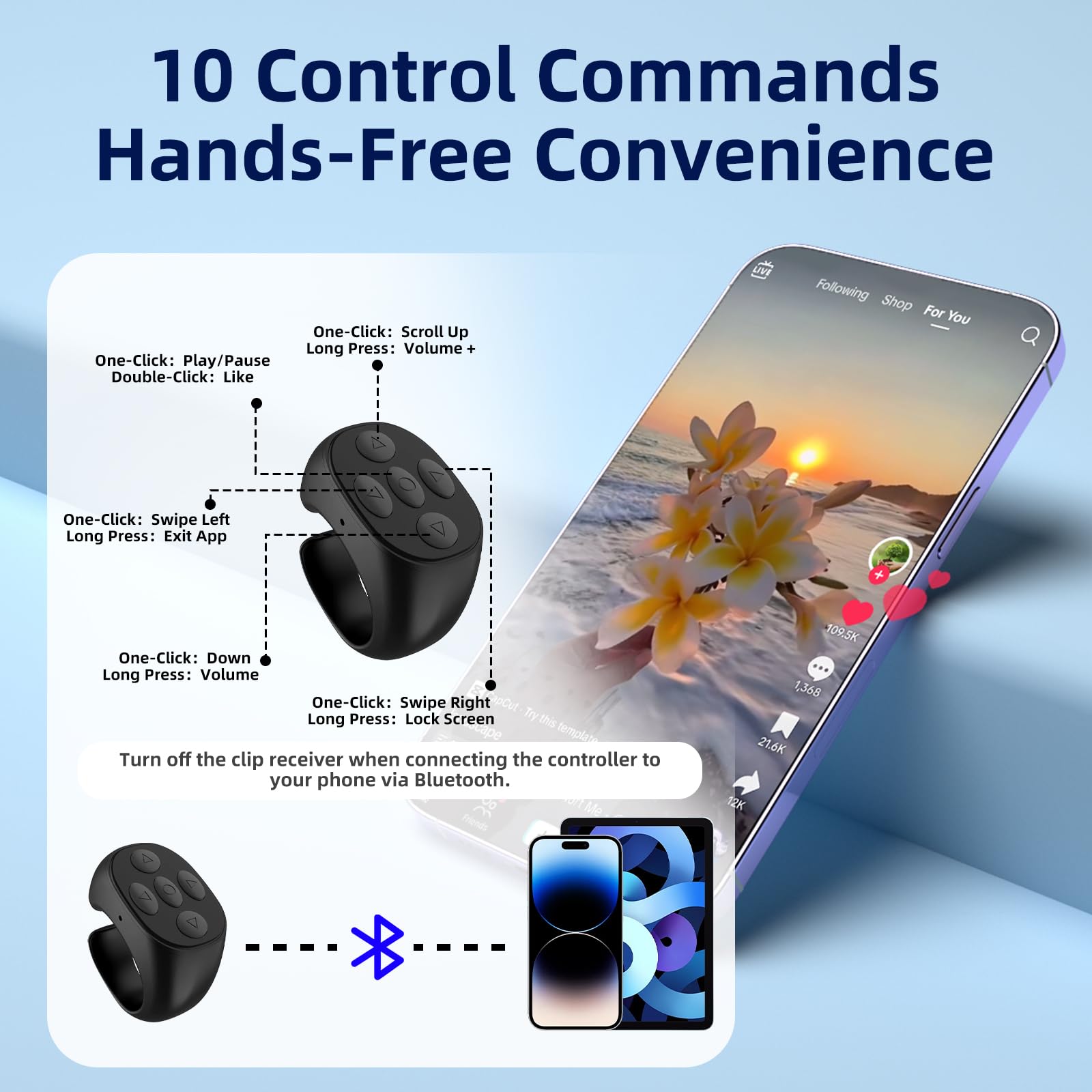 Remote Control Page Turner For Kindle Paperwhite Oasis Kobo Accessories Reading Novels & Ereaders Camera With Video Recording Re