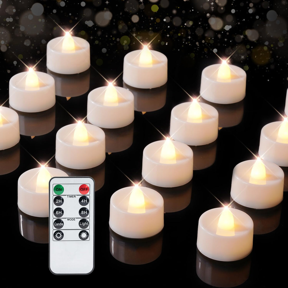 Beichi Remote Candles, 12 Pack Timer Candles, Flameless Tea Lights Candles Battery Operated, Flickering Led Tea Lights, Timer Ba