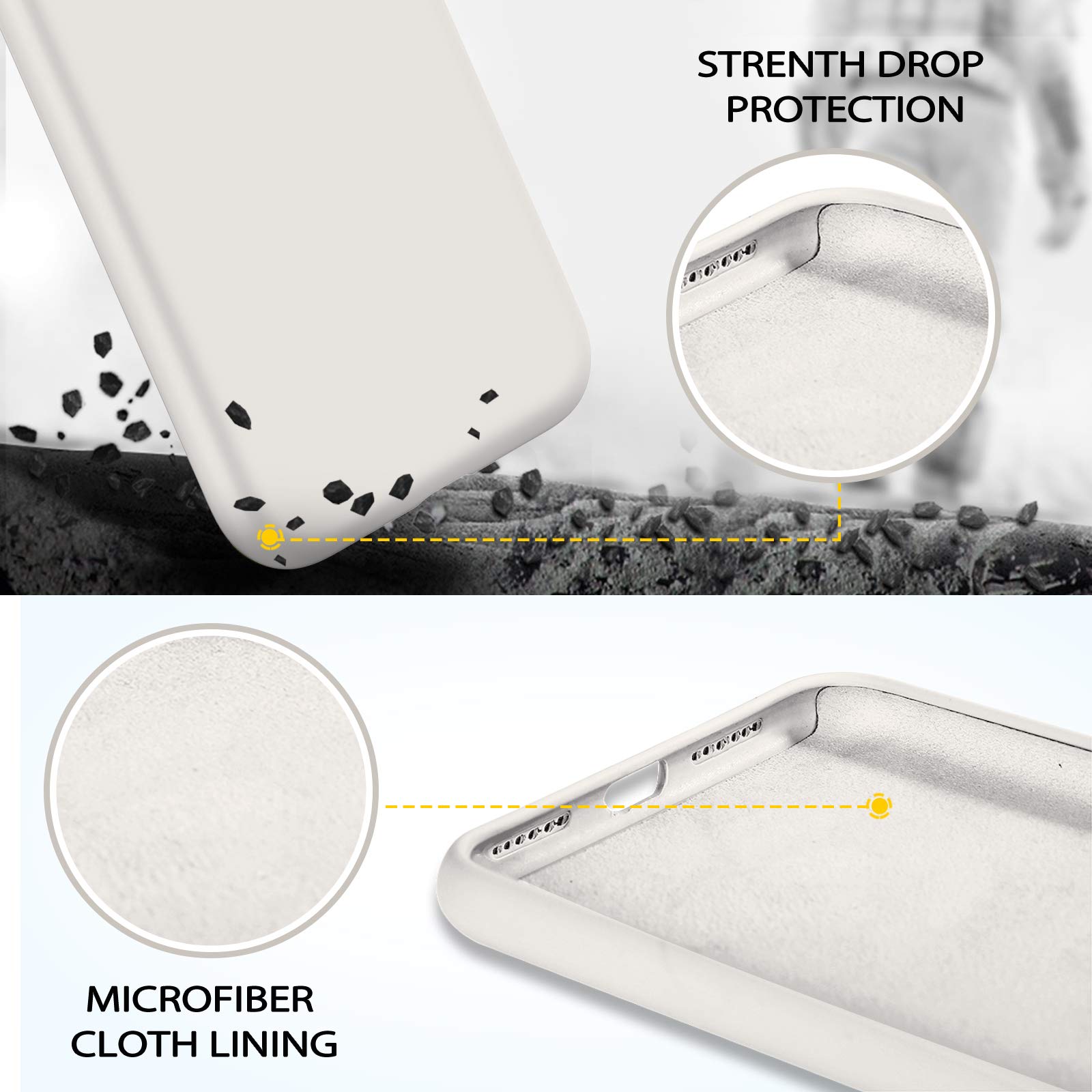 DUEDUE iPhone 11 Case Slim Shockproof Liquid Silicone Stone 6.1 inch