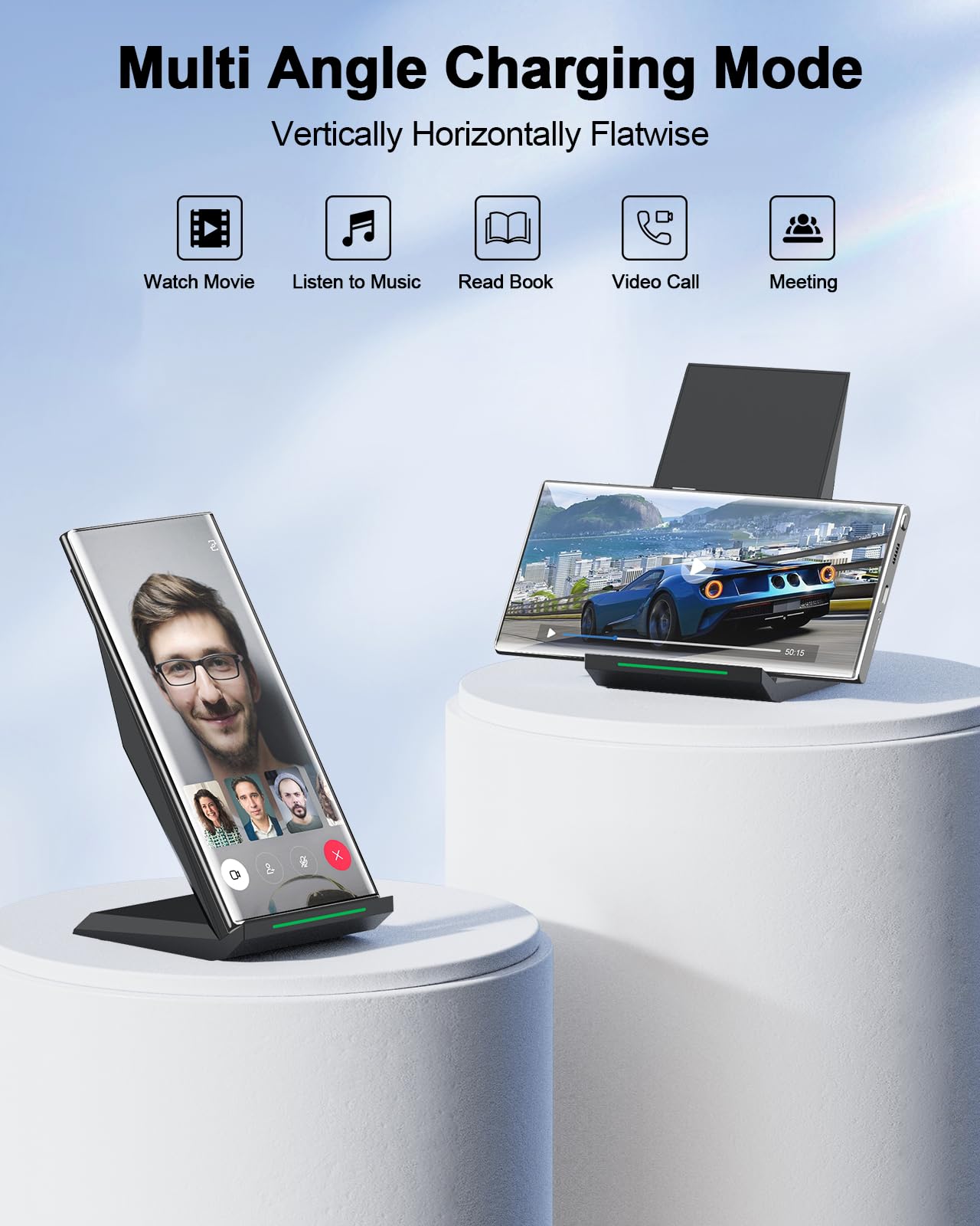 Fast Wireless Charger, [2 Pack] Nanami Qi Certified Wireless Charging Stand For Iphone 16/16 Plus/16 Pro/16 Pro Max/15/14/13/12/