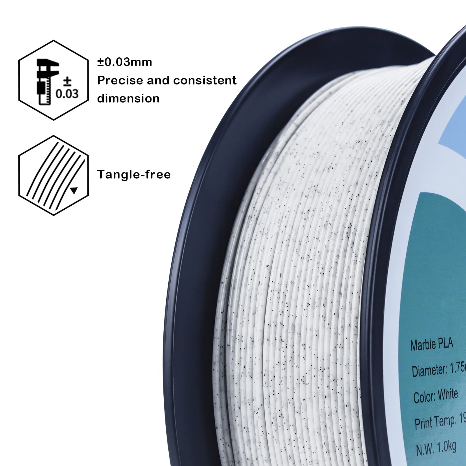 Ziro Pla Marble Filament 1.75Mm,3D Printer Filament Pla 1.75Mm Marble Color 1Kg(2.2Lbs),Marble