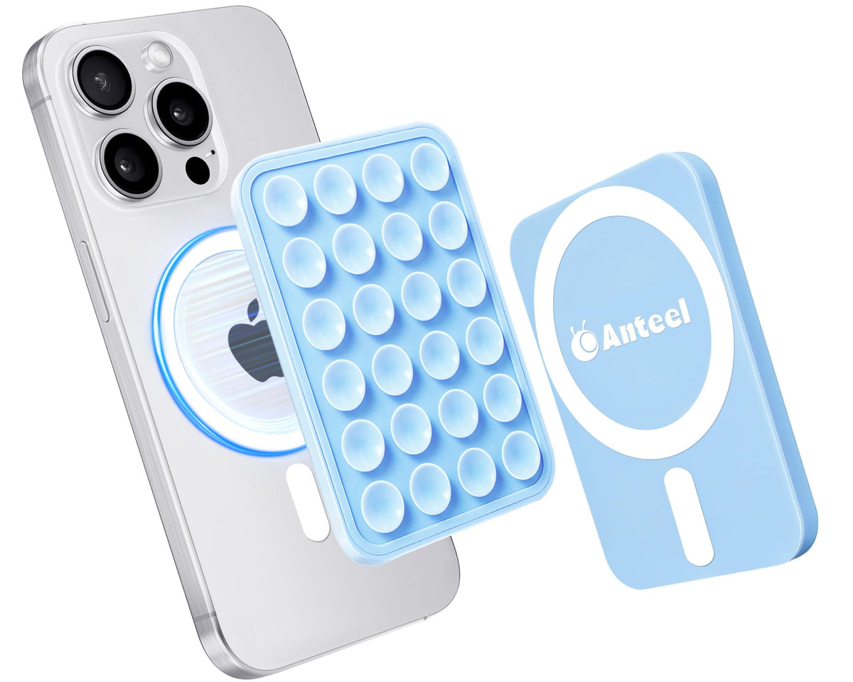 Anteel Magnetic Suction Phone Mount For Magsafe Case, Silicone Grip Secure Mirror Shower Phone Holder For Iphone 12/13/14/15/16,