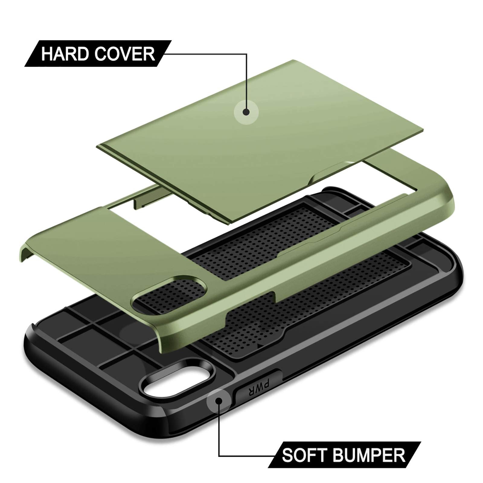 Samonpow For Iphone X/Xs Case Wallet Card Holder For Iphone 10 Case Wallet Card Holder Heavy Duty Shockproof Bumper Phone Case C