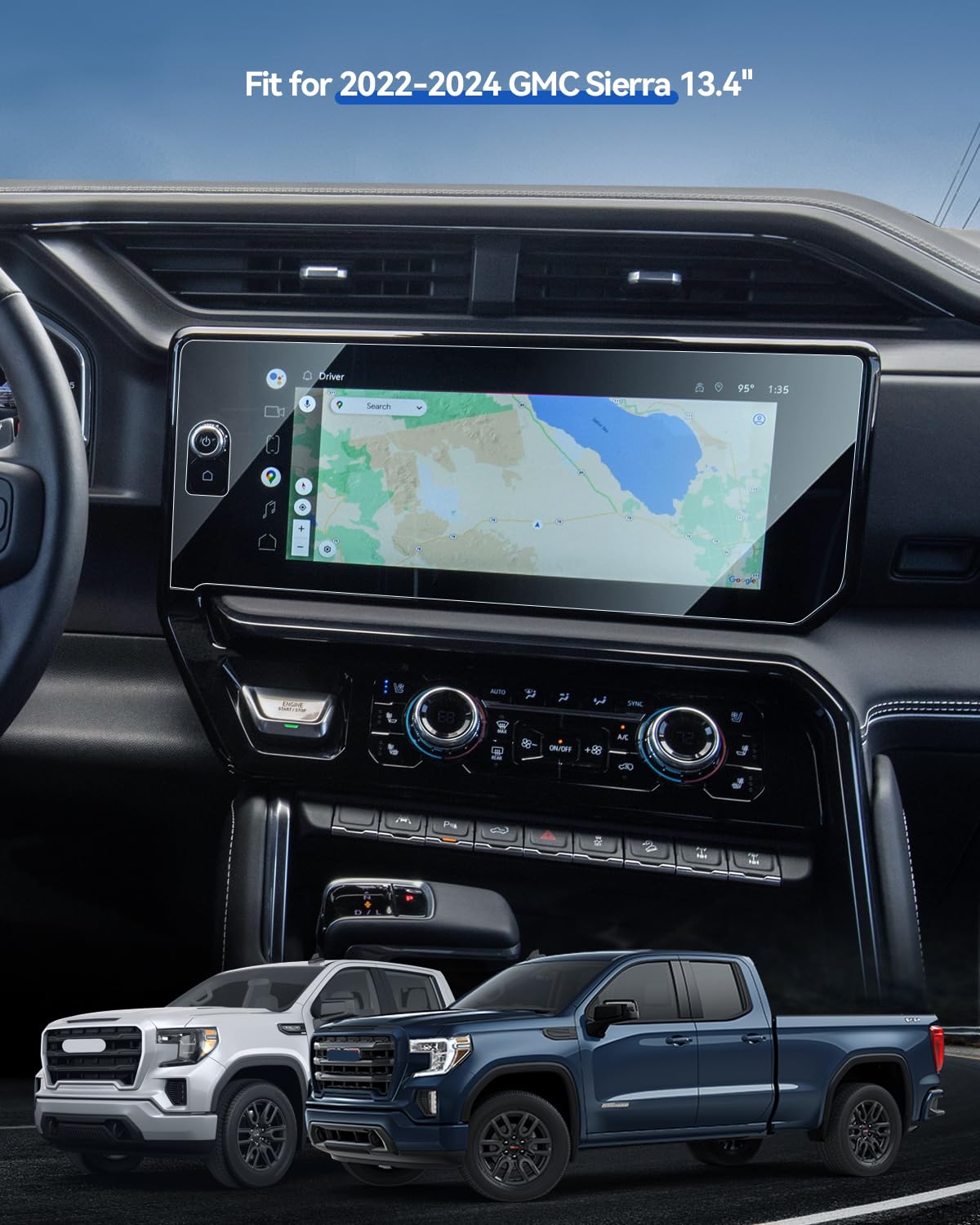 Lantu Sierra Matte Screen Protector For Gmc Sierra Accessories Tempered Glass Anti Glare Film Fits 2022 2024 Sierra 1500&2024 Si