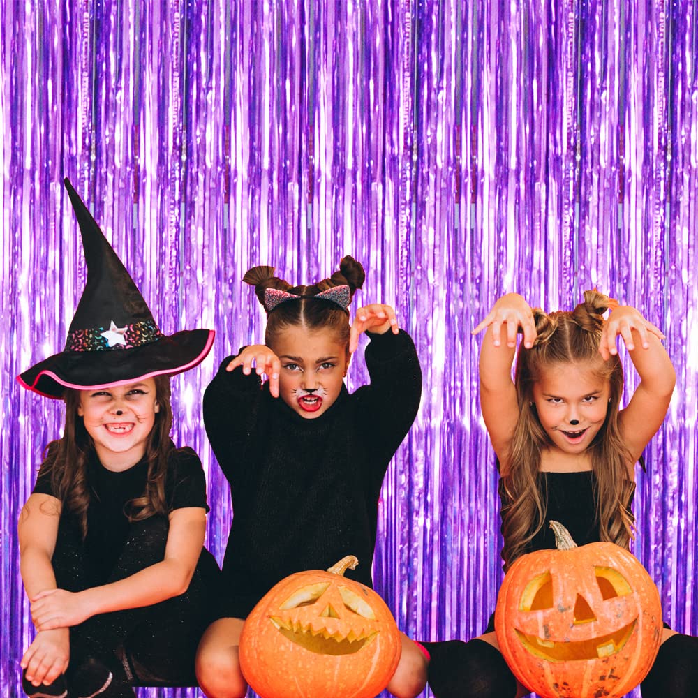 Goer 3.2 Ft X 8.2 Ft Metallic Tinsel Foil Fringe Curtains Party Photo Backdrop Party Streamers For Halloween Birthday,Graduation