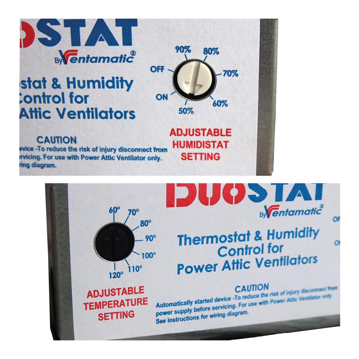 Ventamatic Xxduostat Adjustable Dual Thermostat/Humidistat Control For Power Attic Ventilators