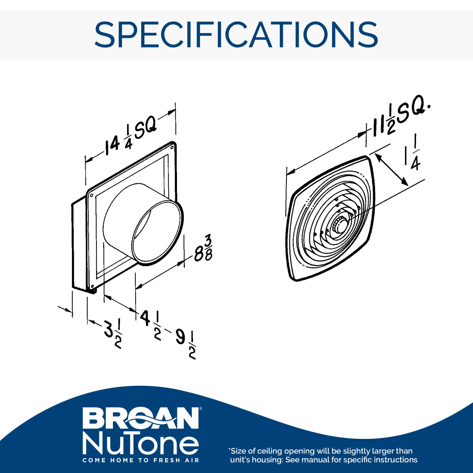 Broan Nutone 509 Through The Wall Ventilation Fan White Cover, 200 Cfm, 8.5 Sones, 8''