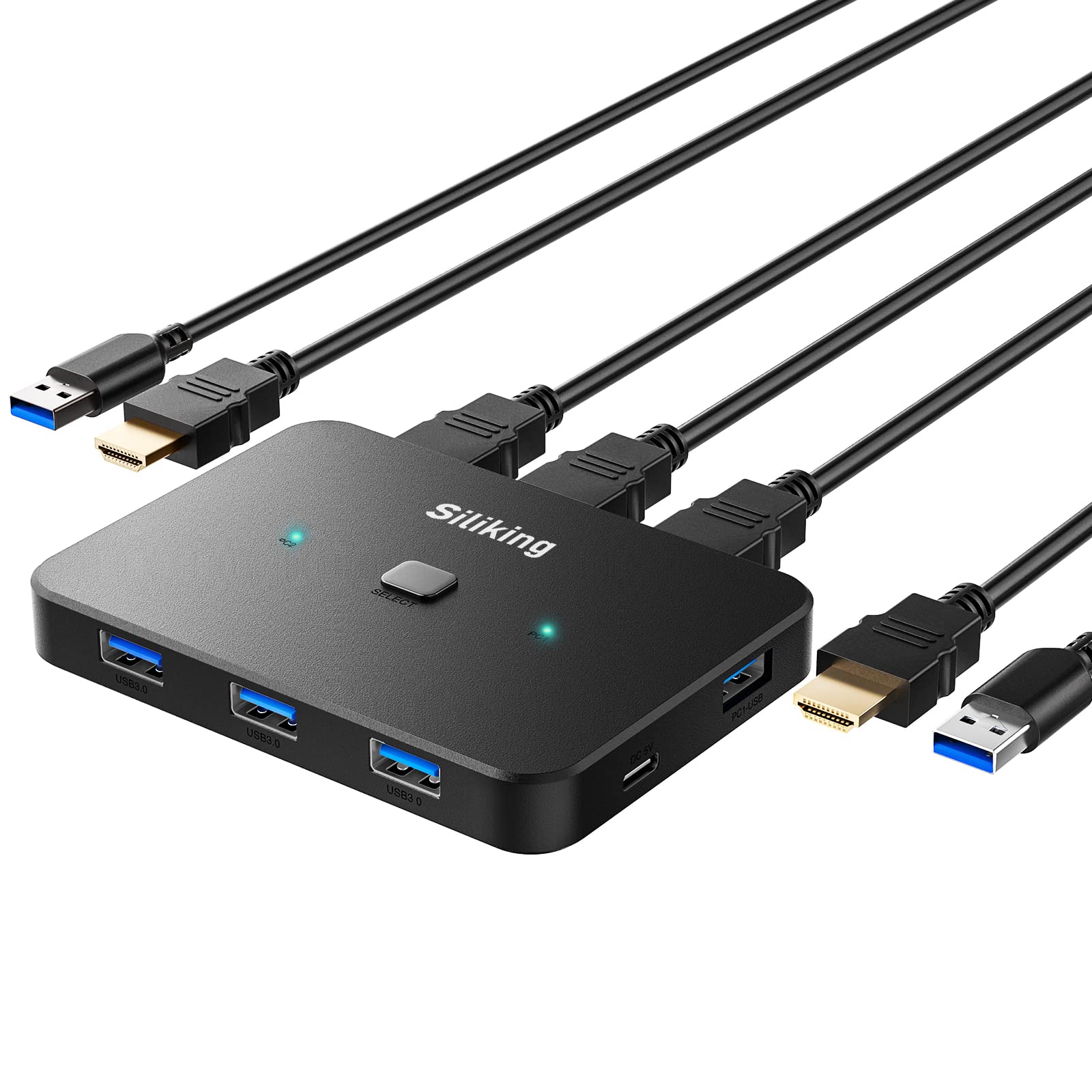 4K@60Hz Hdmi Kvm Switch For 2 Computers, 1 Monitor   Usb Selector With 4 Usb 3.0 Ports For Keyboard, Mouse, Printer, External Ha