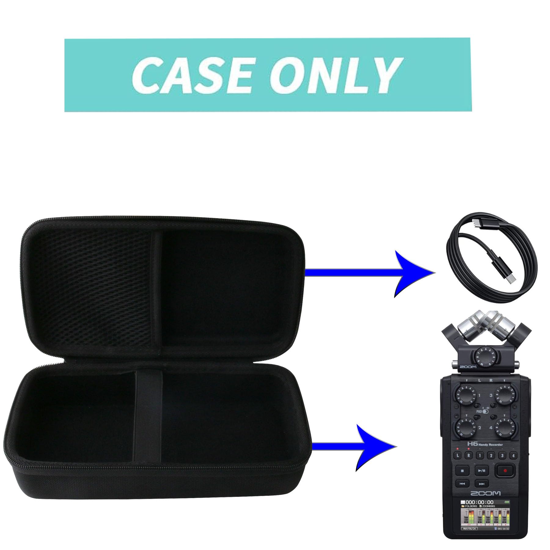 Werjia Hard Carrying Case Compatible With Zoom H6 Portable Recorder