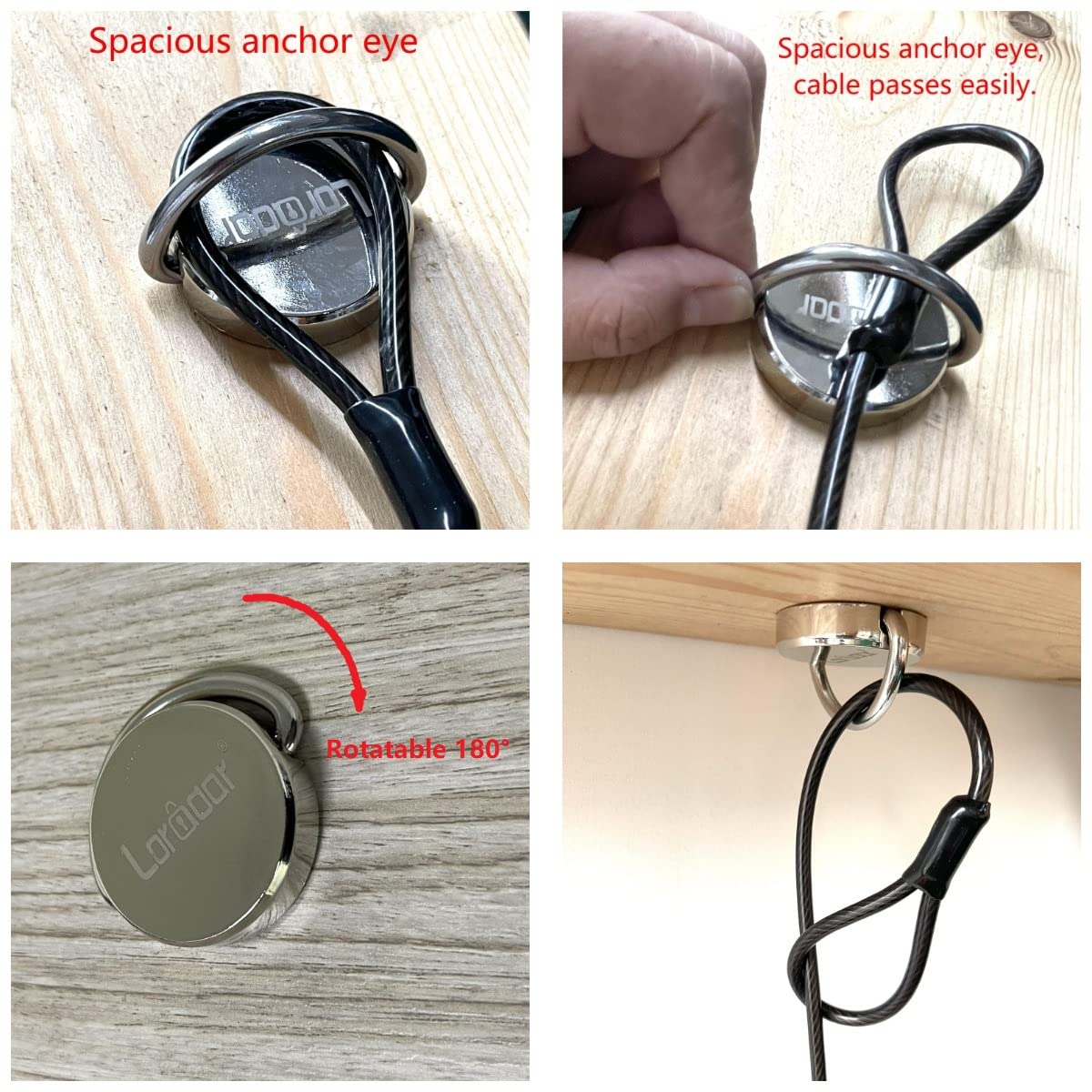 Loradar Stainless Steel Security Anchor Base Plate,Desk Mount Anchor For Laptop Cable Locks (1 Pack)