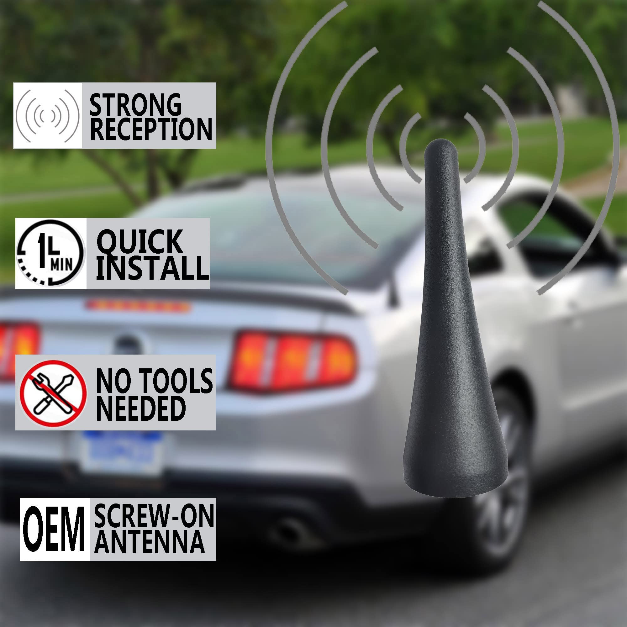 3.8 Inch Aluminum Antenna For Ford Mustang (2010 2014), Lincoln Mkz (2013 2019), Mazda Mx 5 Miata (Nc And Nd) 2006 2022., Fiat 1