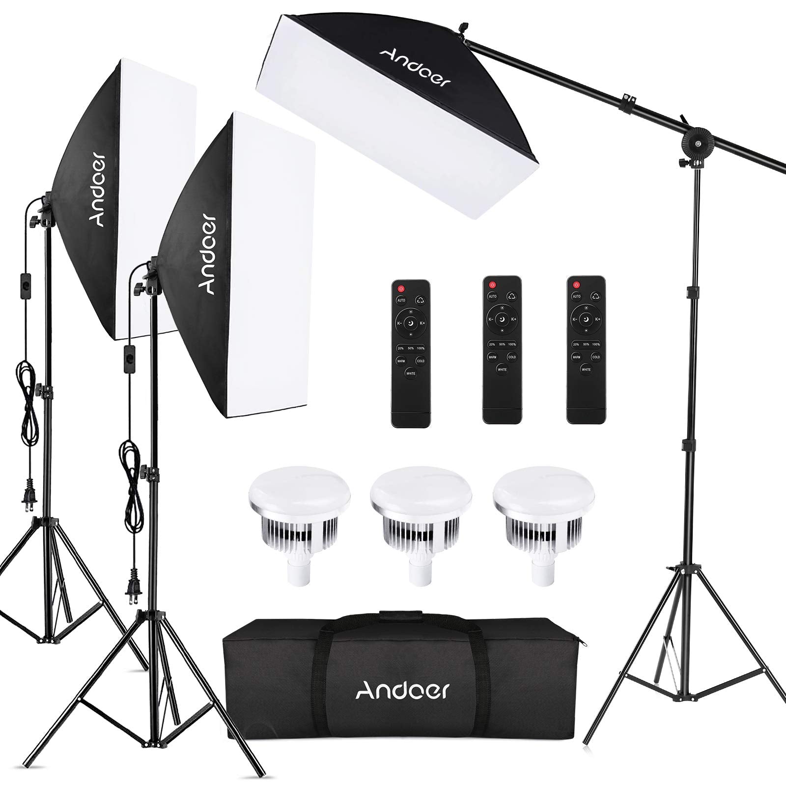 Andoer Softbox Photography Lighting Kit Professional Studio Equipment With 20''X28'' Softbox, 2800 5700K 85W Bi Color Temperatur