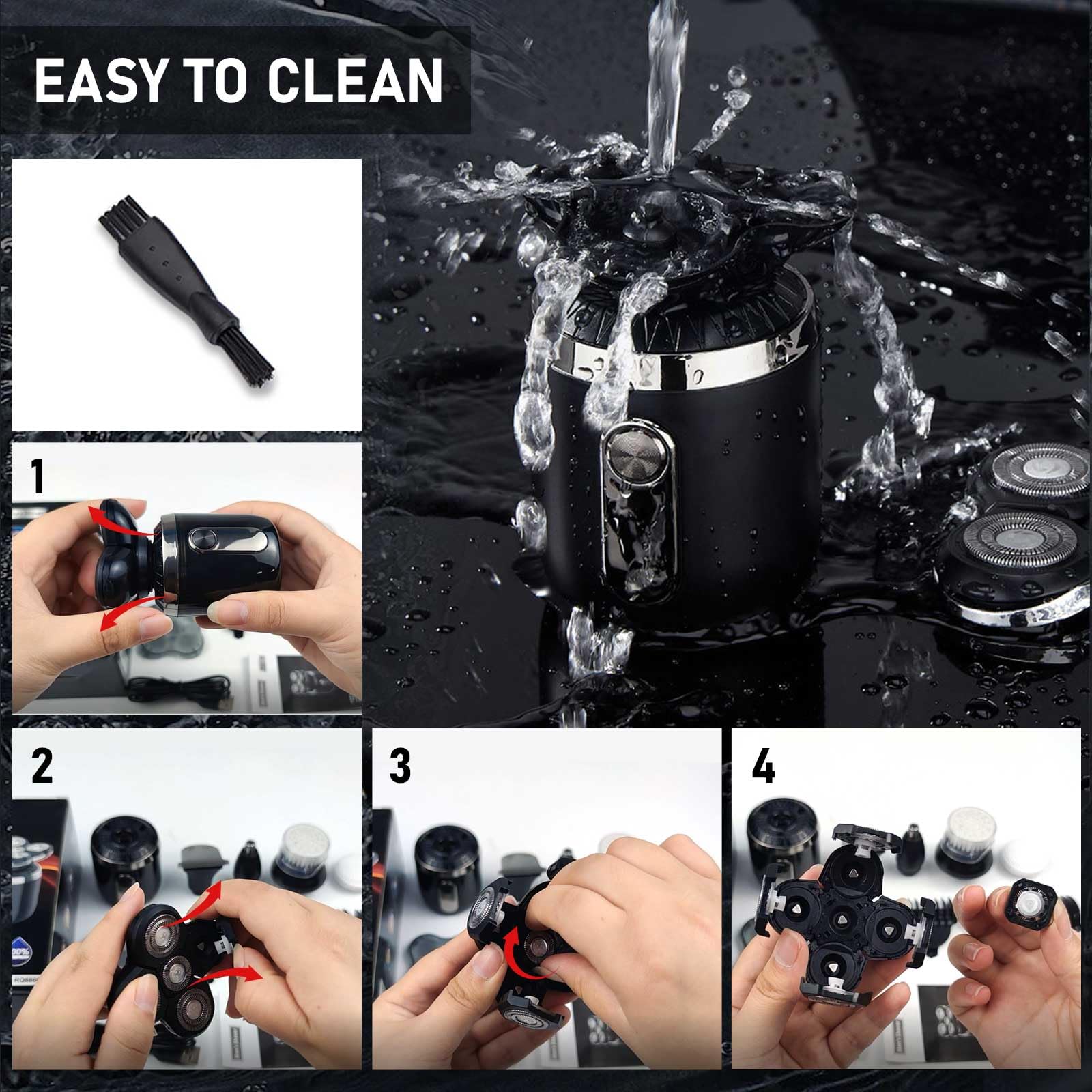 Electric Shavers For Men,Head Shavers For Bald Men Wet And Dry Shaving,Waterproof Rotary Shaver Mens Grooming Kit,Usb Rechargeab