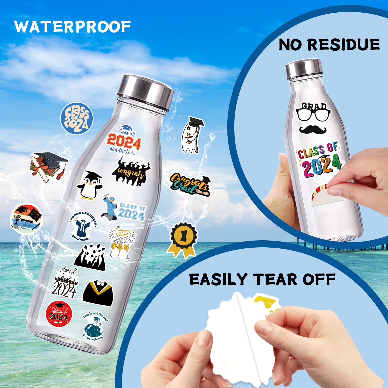 50Pcs Graduation Stickers 2024 College Stickers Class Of 2024 Stickers For Graduation Decorations Graduation Party Decorations 2