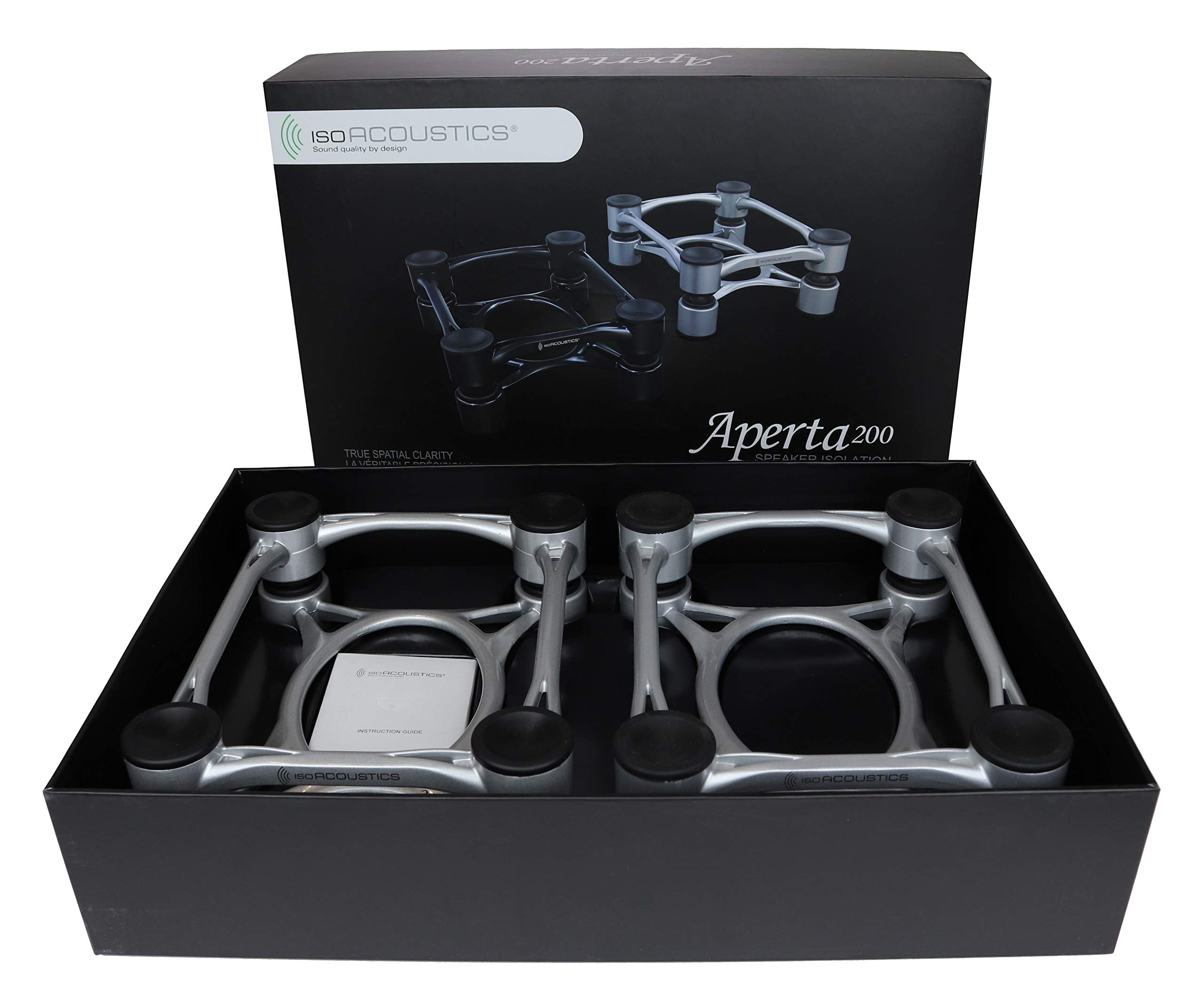 Isoacoustics Aperta Series Isolation Speaker Stands With Tilt Adjustment: Aperta200 (7.8 X 10) Silver Pair