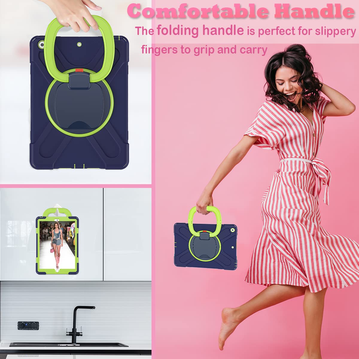 Lx-Suncx For Ipad 10.2 Case 9Th Generation 2021 / 8Th Gen 2020 / 7Th 2019,Shockproof Kids Case With Screen Protector,Rotating St