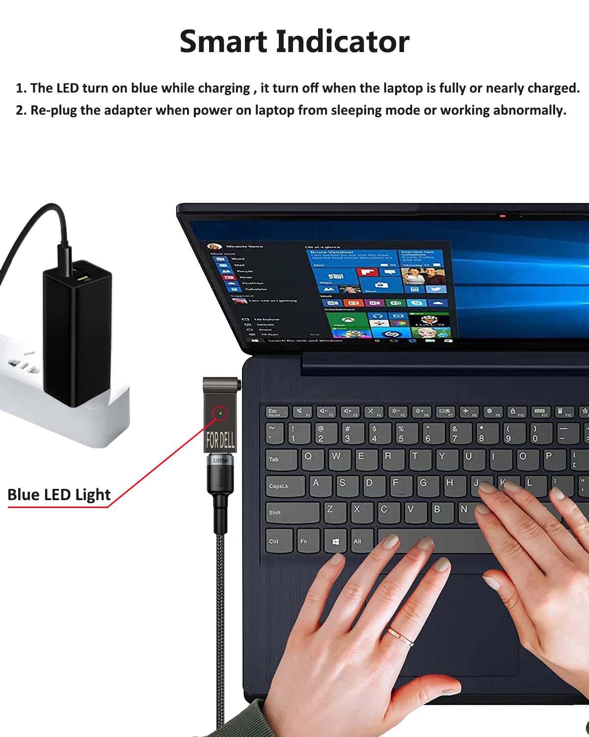 Usb C To 7.4Mm Laptop Charging Adapter Female Type C To Male Dc 7.4 X 5.0Mm Barrel Jack Plug Converter 100W Pd Power Charger Connector Tips For 06Tm1C Latitude Inspiron 14 14R 15 15R 5521 17 17R Dell