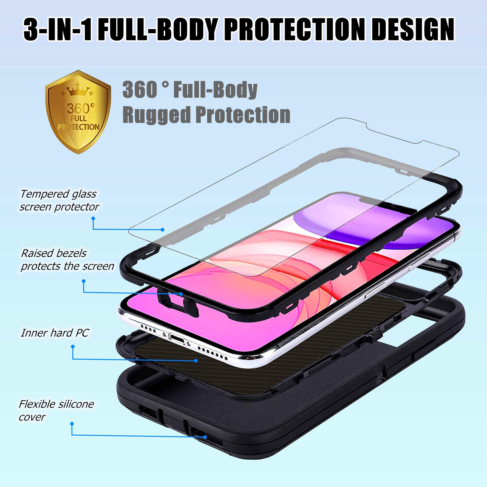OTTARTAKS iPhone 13 14 Case Heavy Duty Shockproof with Screen Protector Old American Flag Design Silicone Red 6.1in