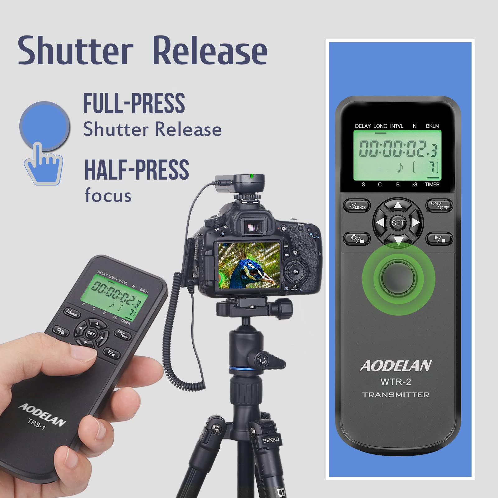 Aodelan Wireless Remote Control Compatible For Sony,Wired Timer Intervalometer Shutter Release For Sony A99M2, A77M2, A99, A77,