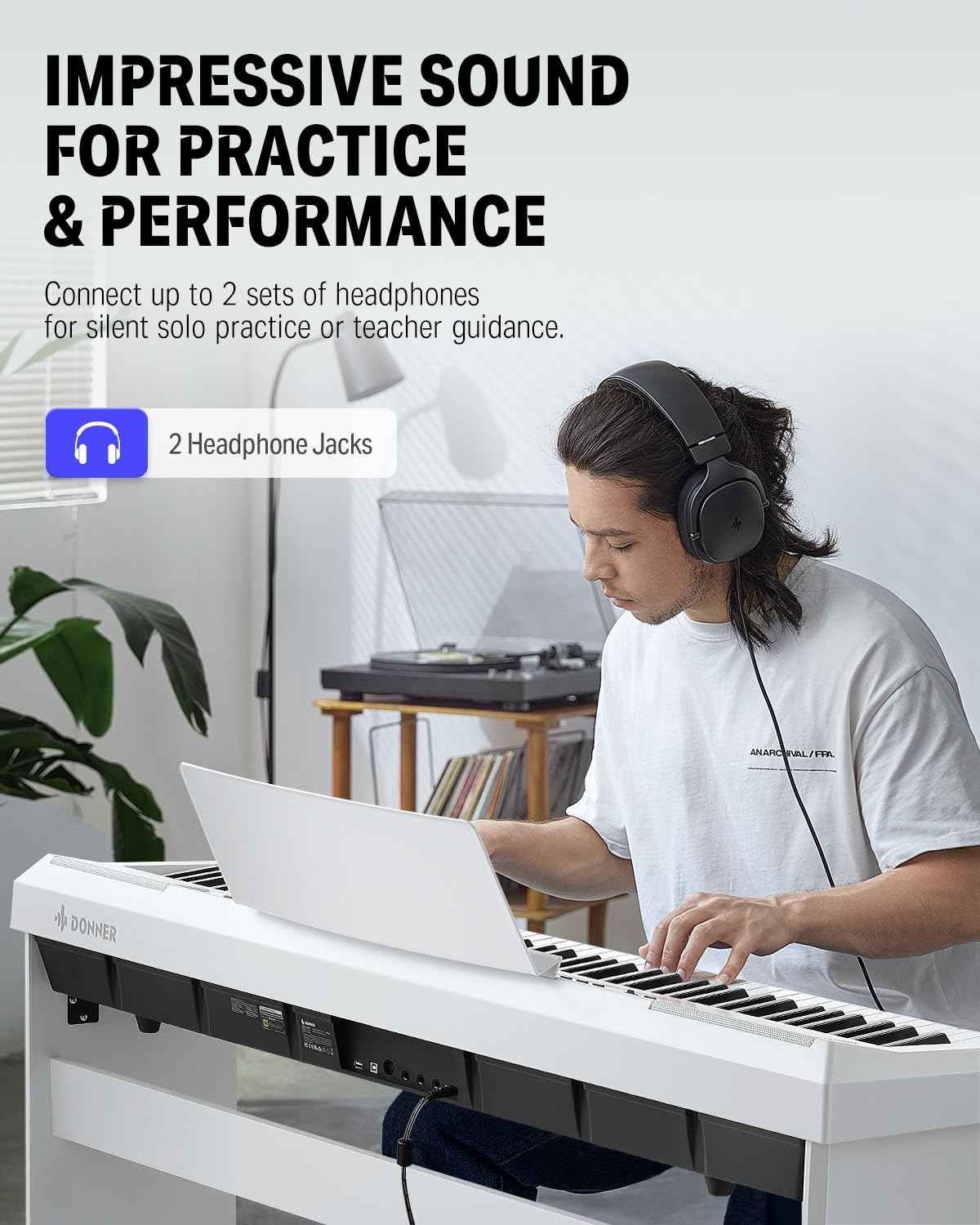 Donner Dep 20 Beginner Digital Piano 88 Key Full Size Weighted Keyboard, Portable Electric Piano With Furniture Stand, 3 Pedal U