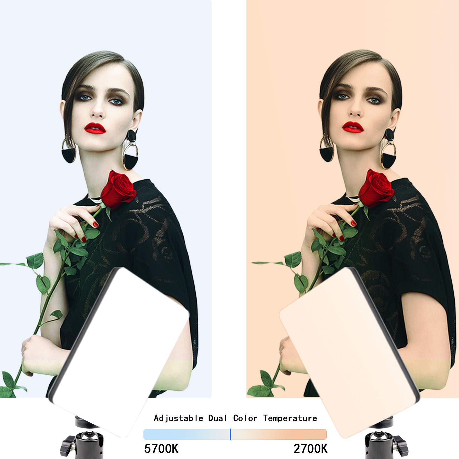 Led Desk Bi Color Video Light, Key Light With C Clamp Stand, 2700K 5700K Dimmable, Wireless Remote, Studio Photography Lighting