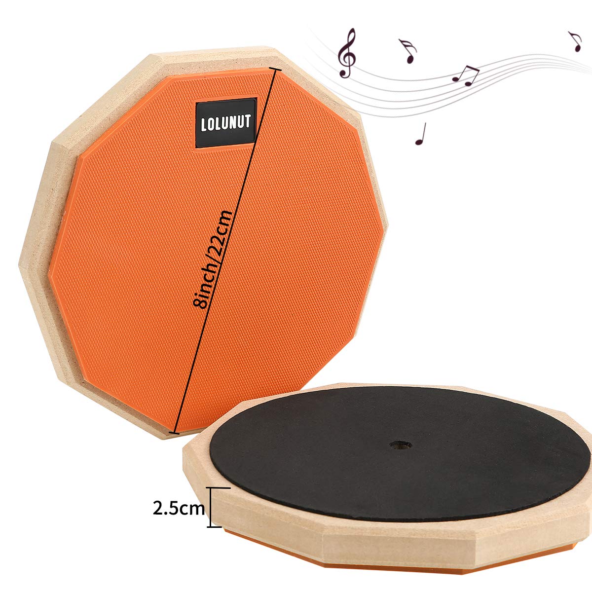 Lolunut 8 Inch Silent Drum Pad, Dumb Drum Beginner Rubber Practice Pad, With 5A Drum Sticks And Practice Pad Bag