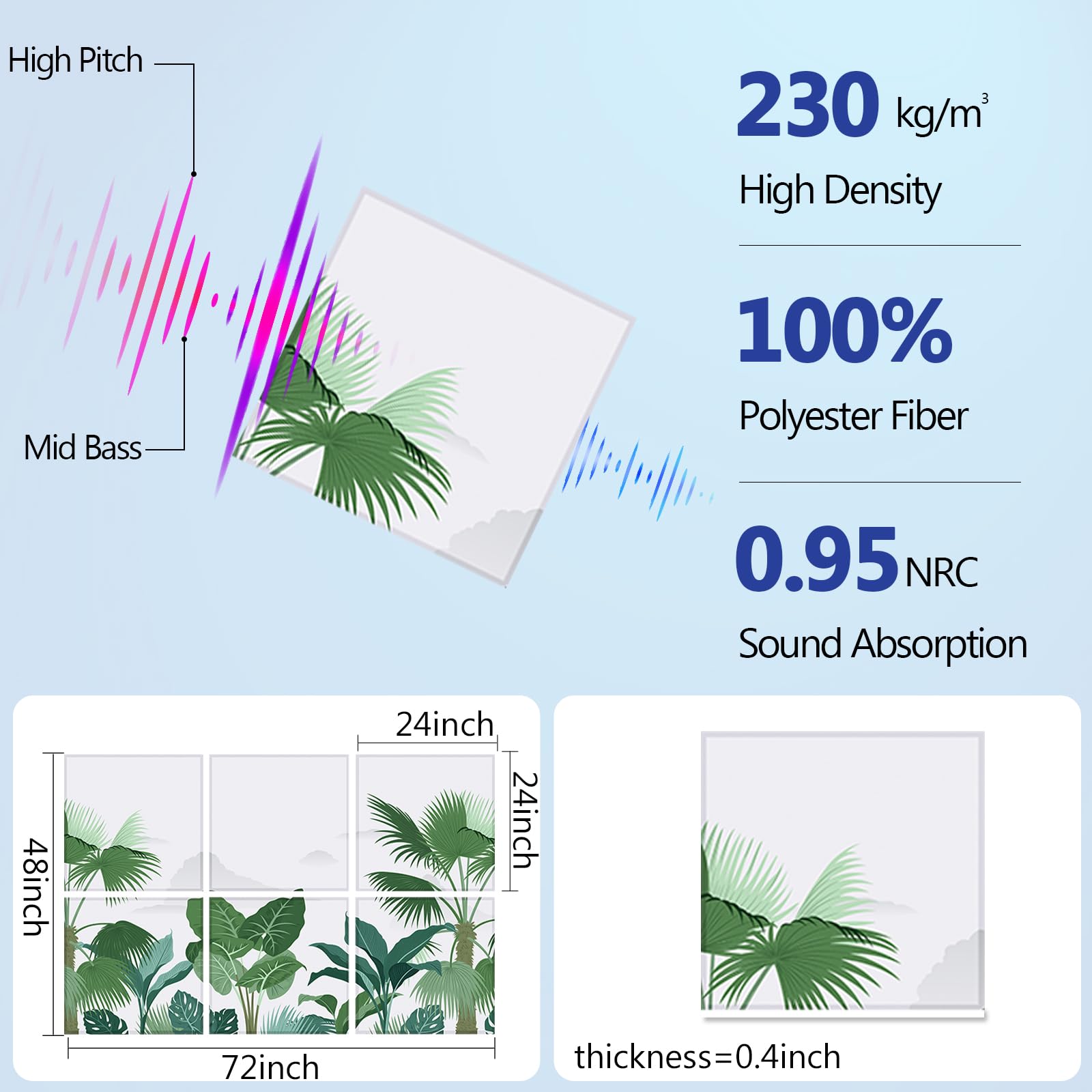 Bubos 6 Pack Art Acoustic Panels,Self Adhesive Sound Proof Foam Panels Soundproof Wall Panels,72X48Inches Acoustic Wall Panels,D