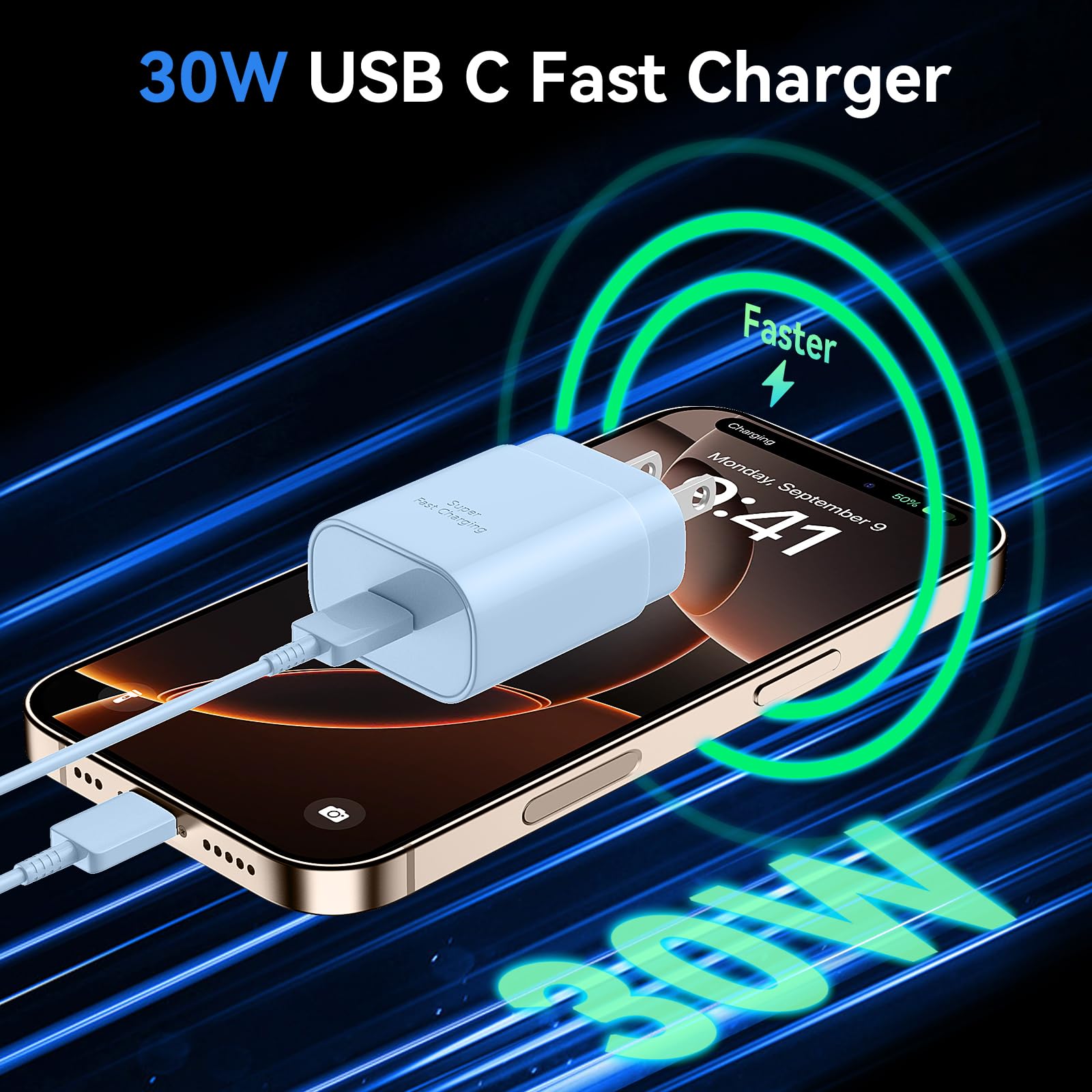 Phone 16 15 Charger Fast Charging, 30W Usb C Phone 16 15 Pro Max Charger Block With 10Ft Long C Chargers Cord Cable For Phone 16