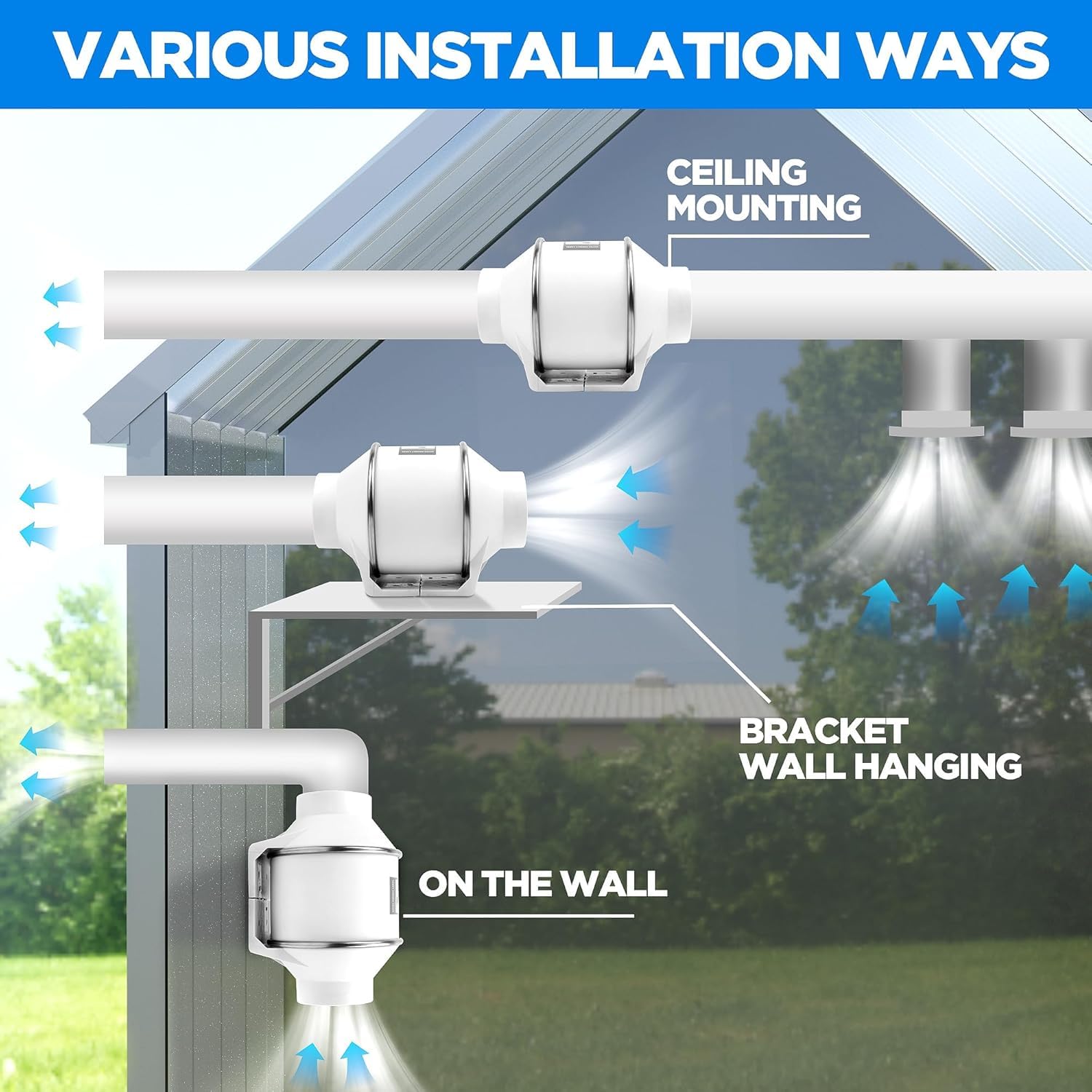 Voltset 4 Inch Duct Fan, Inline Ventilation Exhaust Fan, 280 Cfm Duct Intake Fan High Efficiency Air Fan For Duct Vent Bathroom,