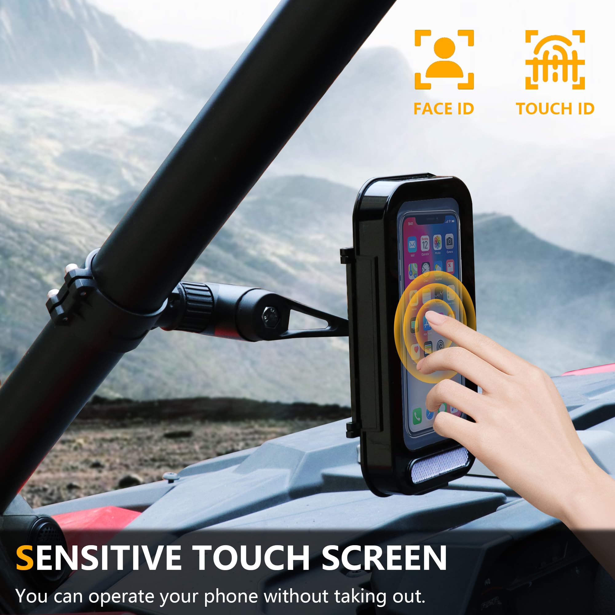 Rerpro Utv Atv Phone Mount Waterproof Holder Compatible With Polaris Rzr Ranger General Pioneer Talon Can Am Commander Maverick