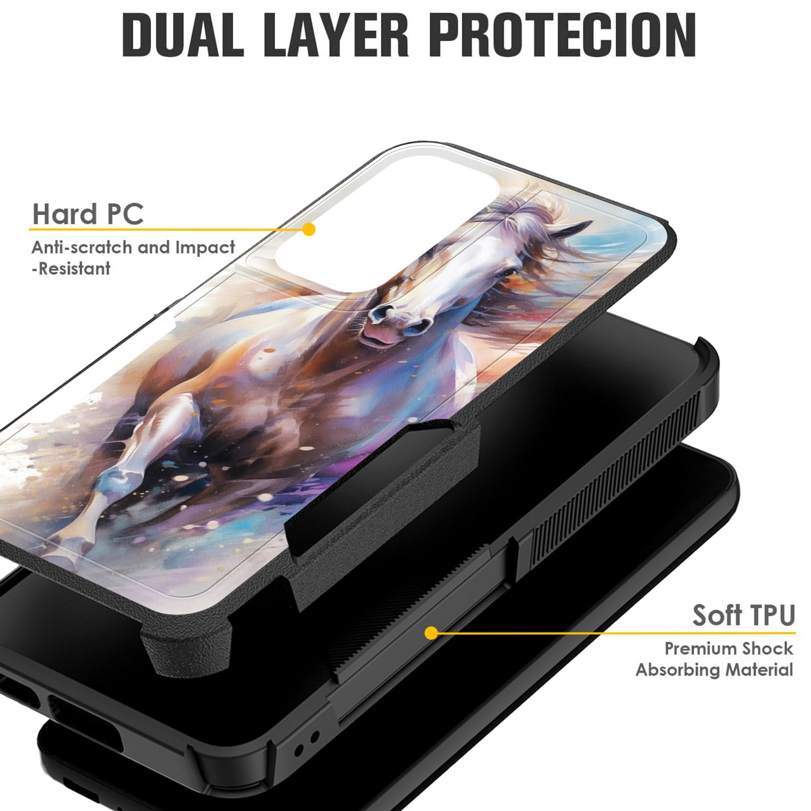 Cicplkse For Galaxy S24 Plus Case,Dual Layer Heavy Duty Hybrid Shockproof Hard Pc Soft Silicone Tpu Bumper Protective Cover Case