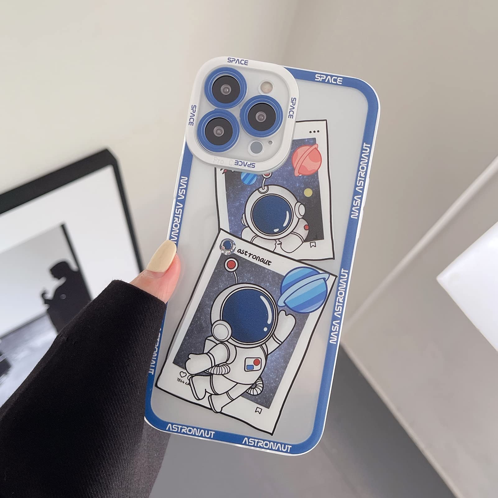 Yonds Queen For Iphone 13 Mini Cute Clear Case, Cool Cartoon Astronaut Space Planet Moon Design Stylish Soft Tpu Bumper Shockpro