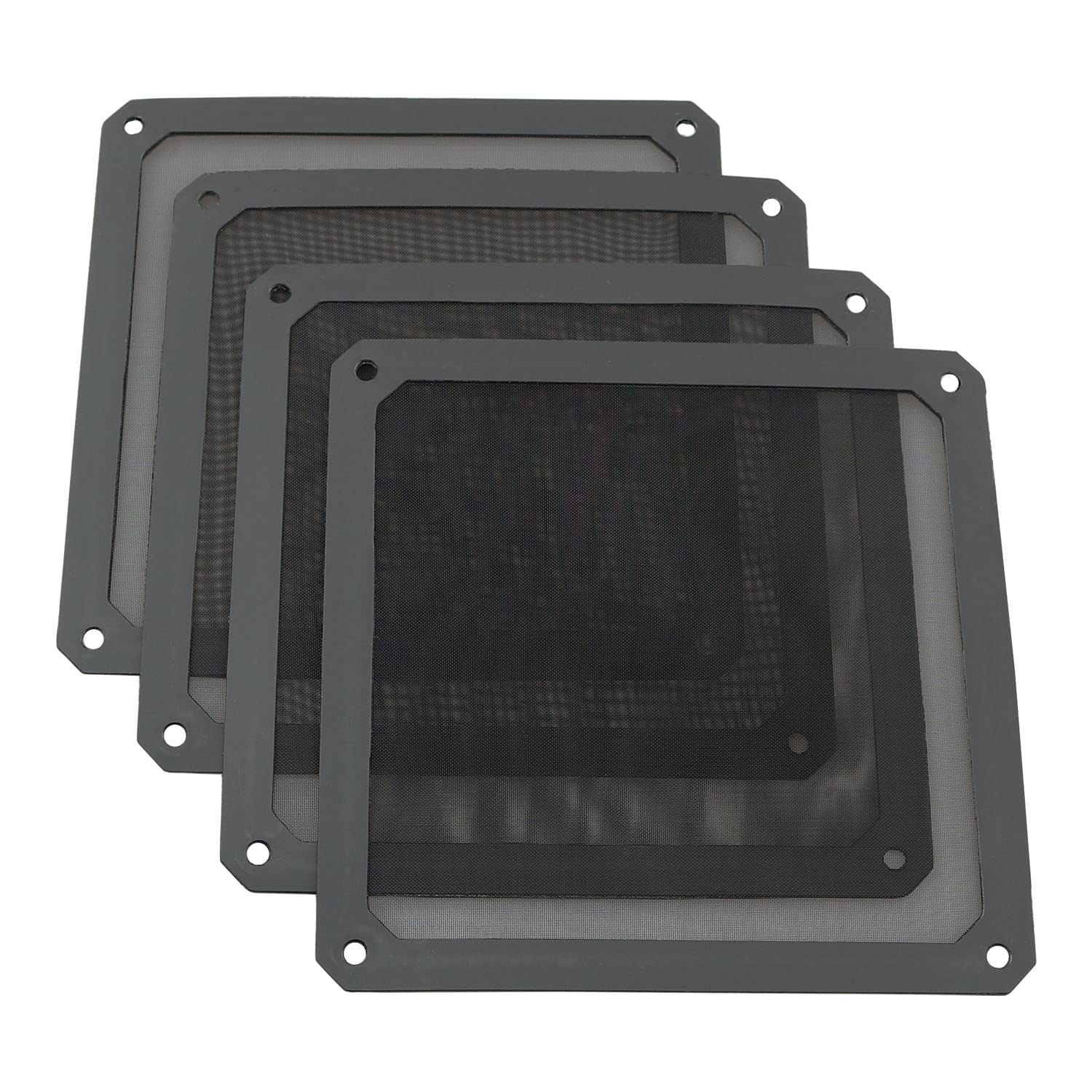 Zyamy 4Pcs 140Mm Pc Fan Dust Filter Magnetic Frame Computer Fan Grills Dust Mesh Pc Cooler Filter Screen Dustproof Case Covers 14Cm X 14Cm, Black
