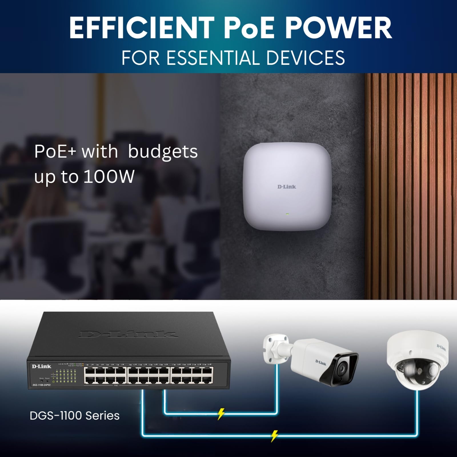 D Link Ethernet Switch 24 Port Easy Smart Managed Gigabit Switch W 12 Poe+ Ports 100W Poe Budget Layer 2 Internet Network (Dgs 1