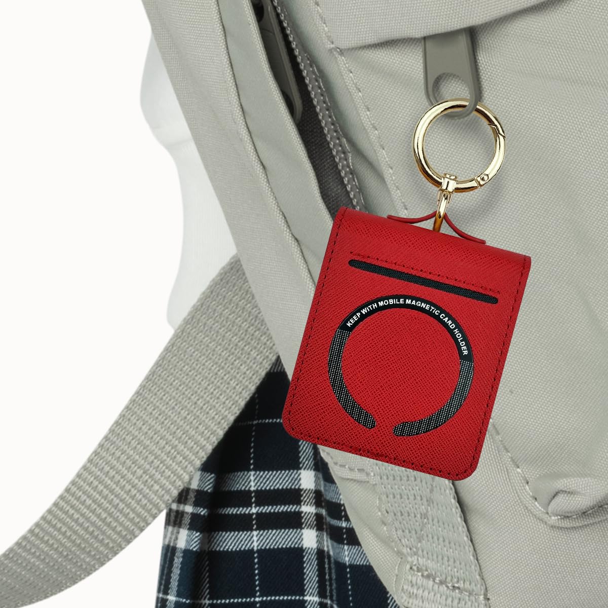 Qoosan Galaxy Z Flip 5 Case With Ring Strap Card Holder [Compatible With Magsafe] Protective Leather Wallet Cover Phone Case For