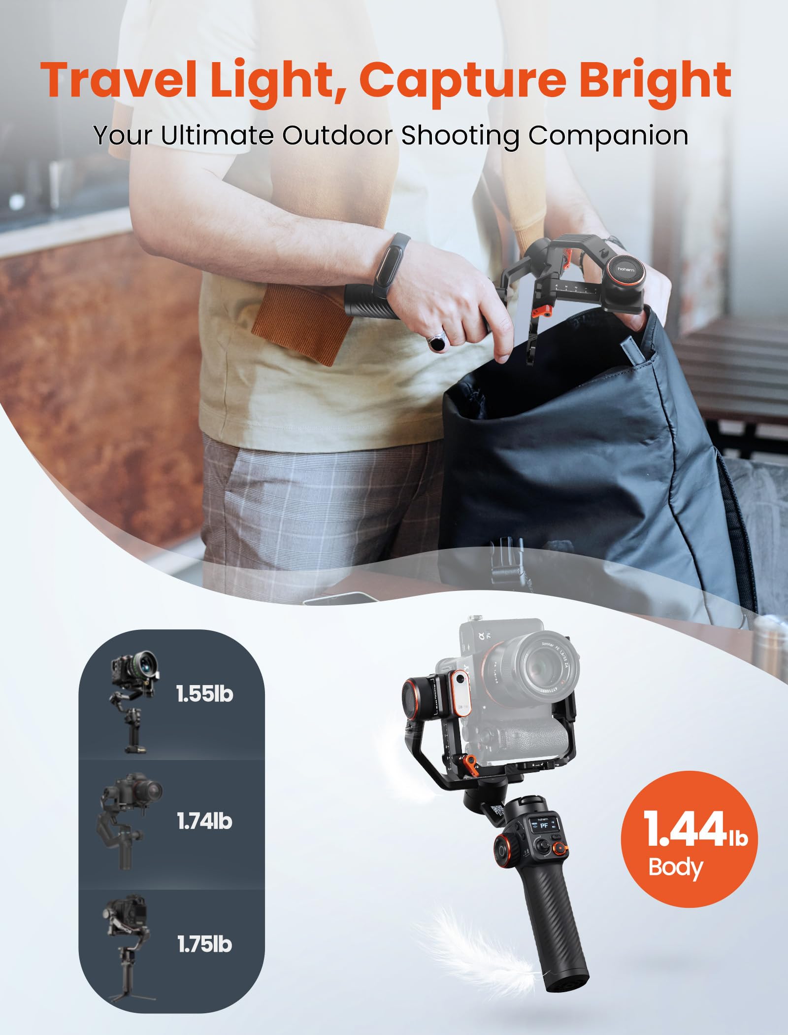 Hohem Isteady Mt2 Kit Gimbal Stabilizer For Camera, Ai Tracker W/Fill Light 3 Axis Gimbal For Mirrorless/Pocket Camera/Action Camera/Smartphone, Camera Stabilizer For Dslr Camera Canon/Nikon/Sony